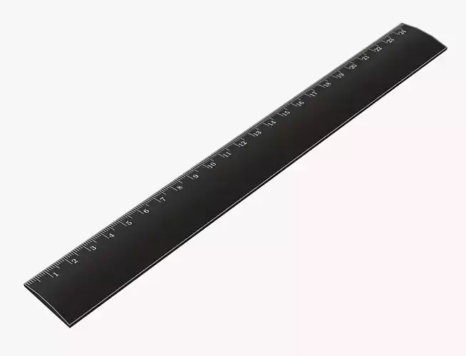 Black plastic ruler Low-poly 3D model