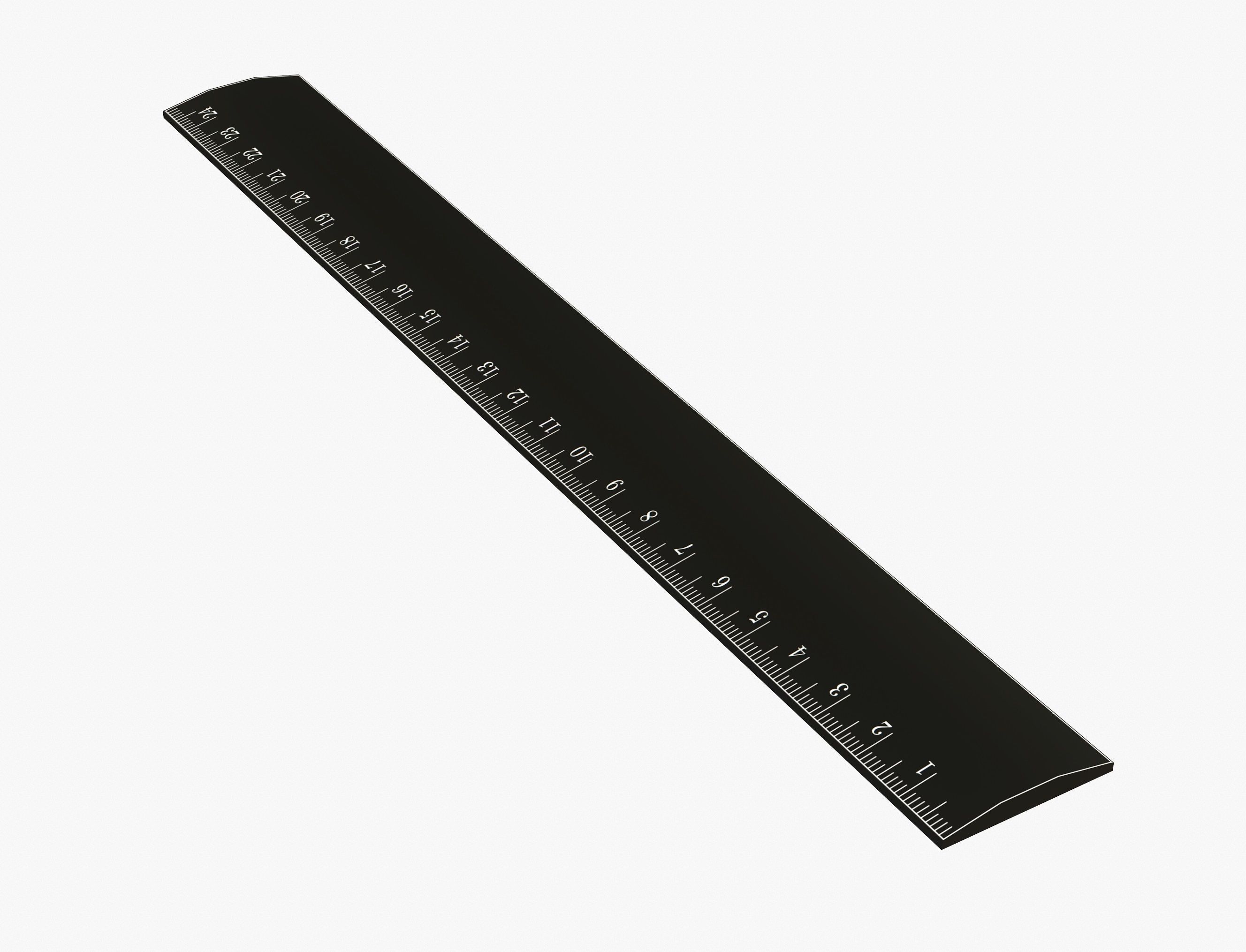 Black plastic ruler Low-poly 3D model_2