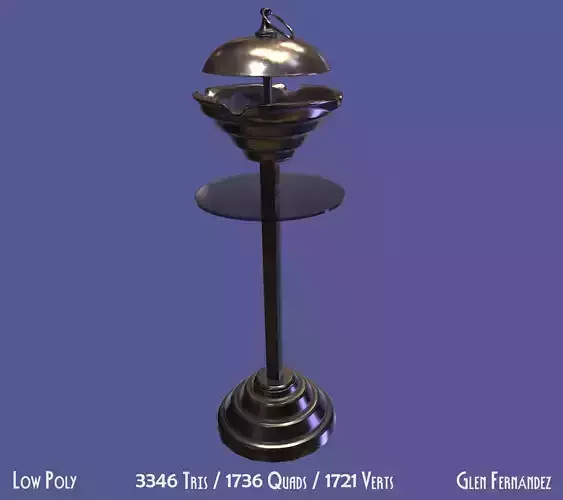 Retro futuristic 70s pedestal ashtray Low-poly 3D model
