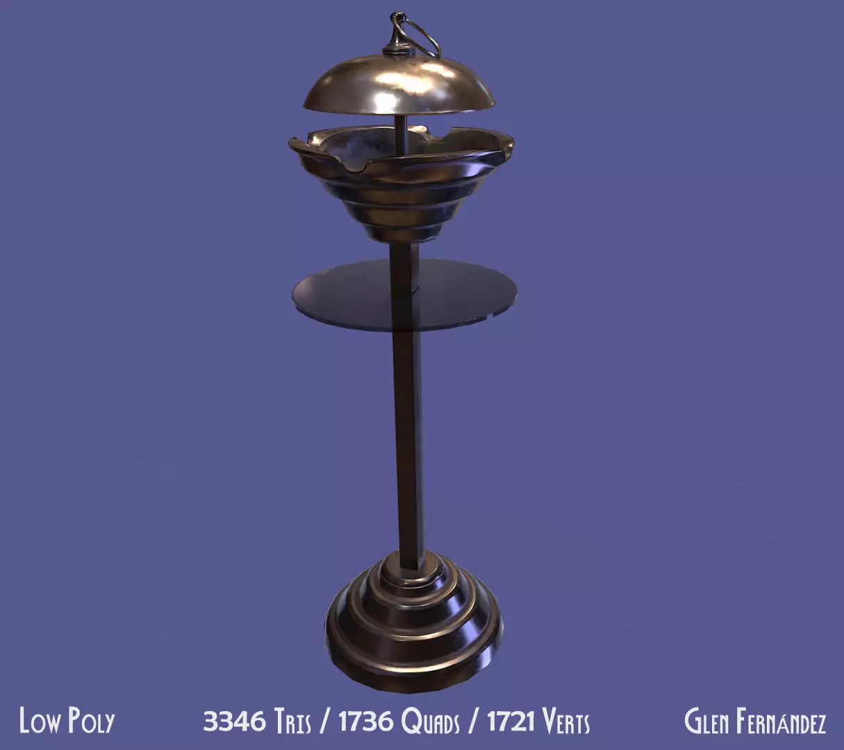 Retro futuristic 70s pedestal ashtray Low-poly 3D model_0