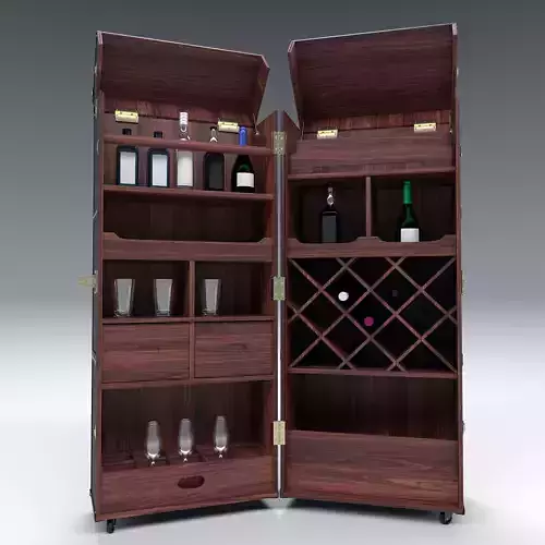 Wardrobe Trunk Bar Colonial PBR 3D model