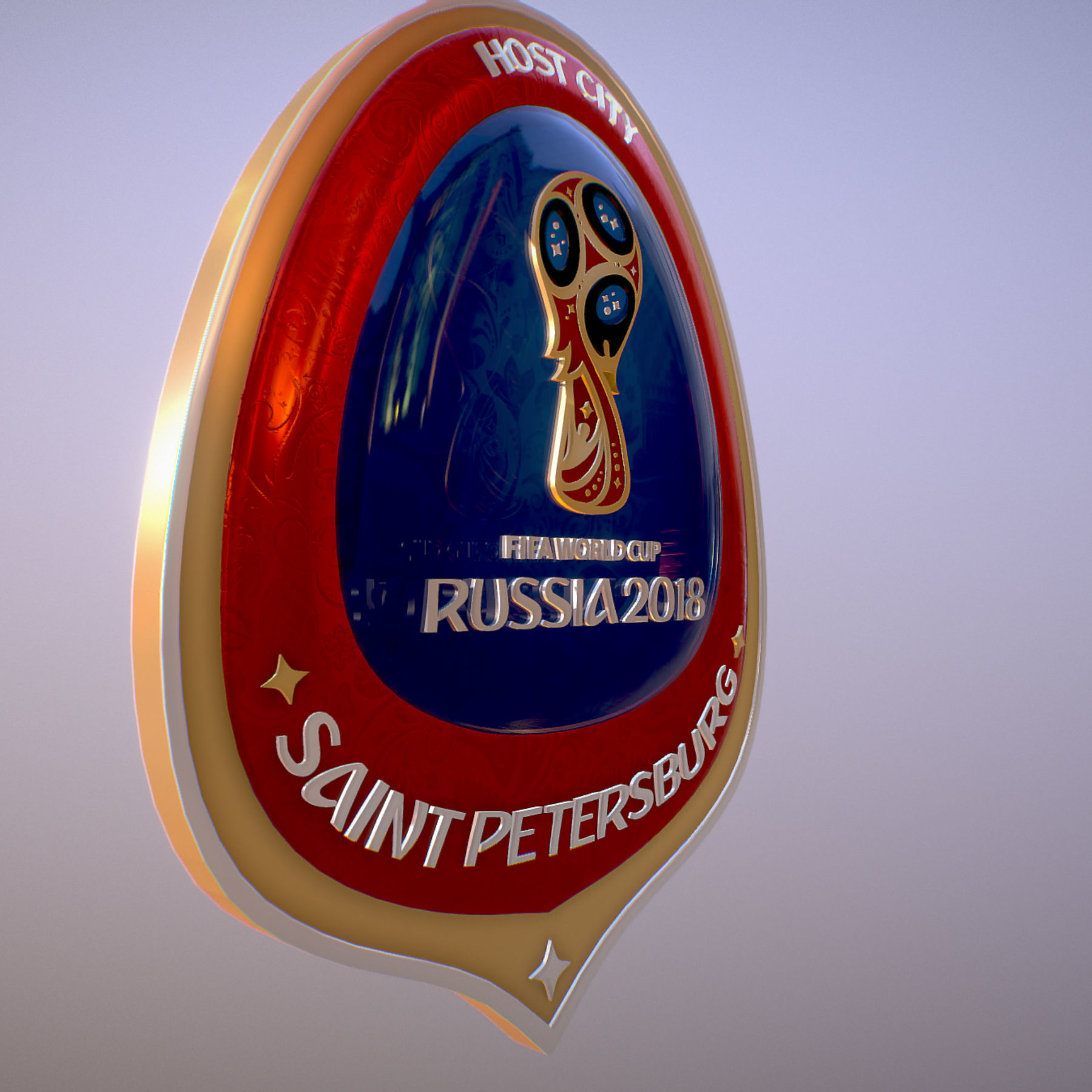 Logotype Saint-Petersburg Host City Russia 2018 Symbol 3D model_6