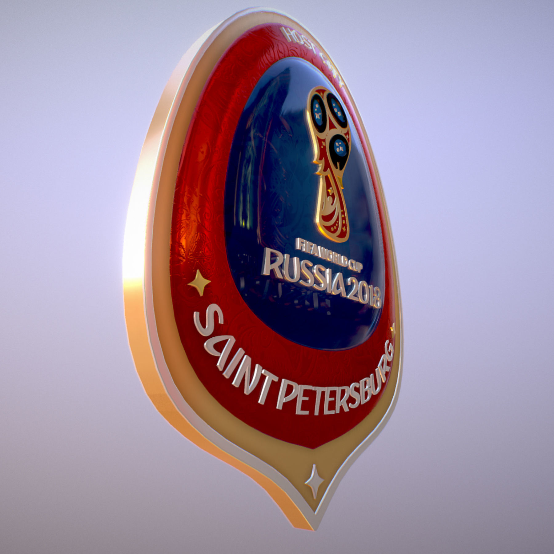 Logotype Saint-Petersburg Host City Russia 2018 Symbol 3D model_7