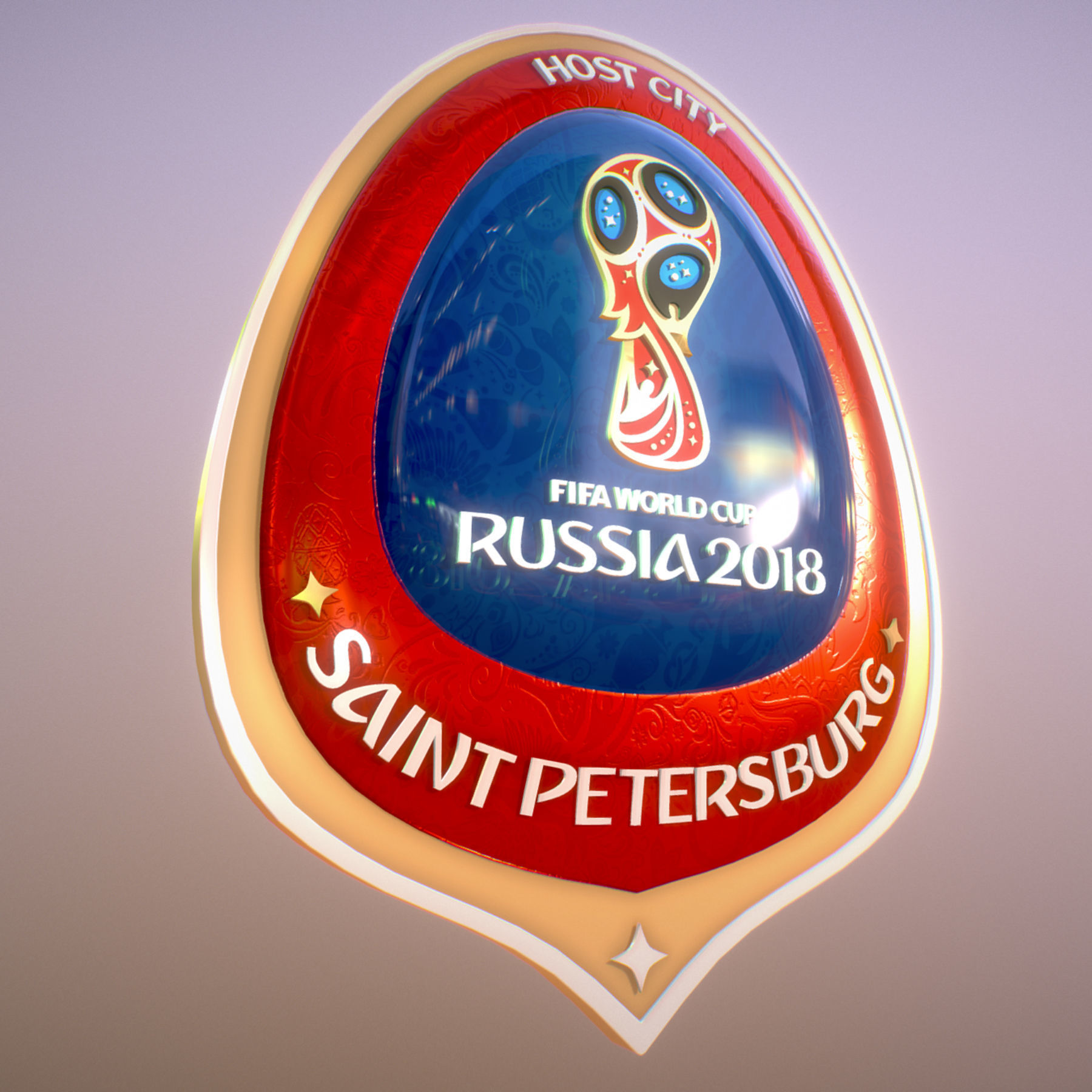 Logotype Saint-Petersburg Host City Russia 2018 Symbol 3D model_1