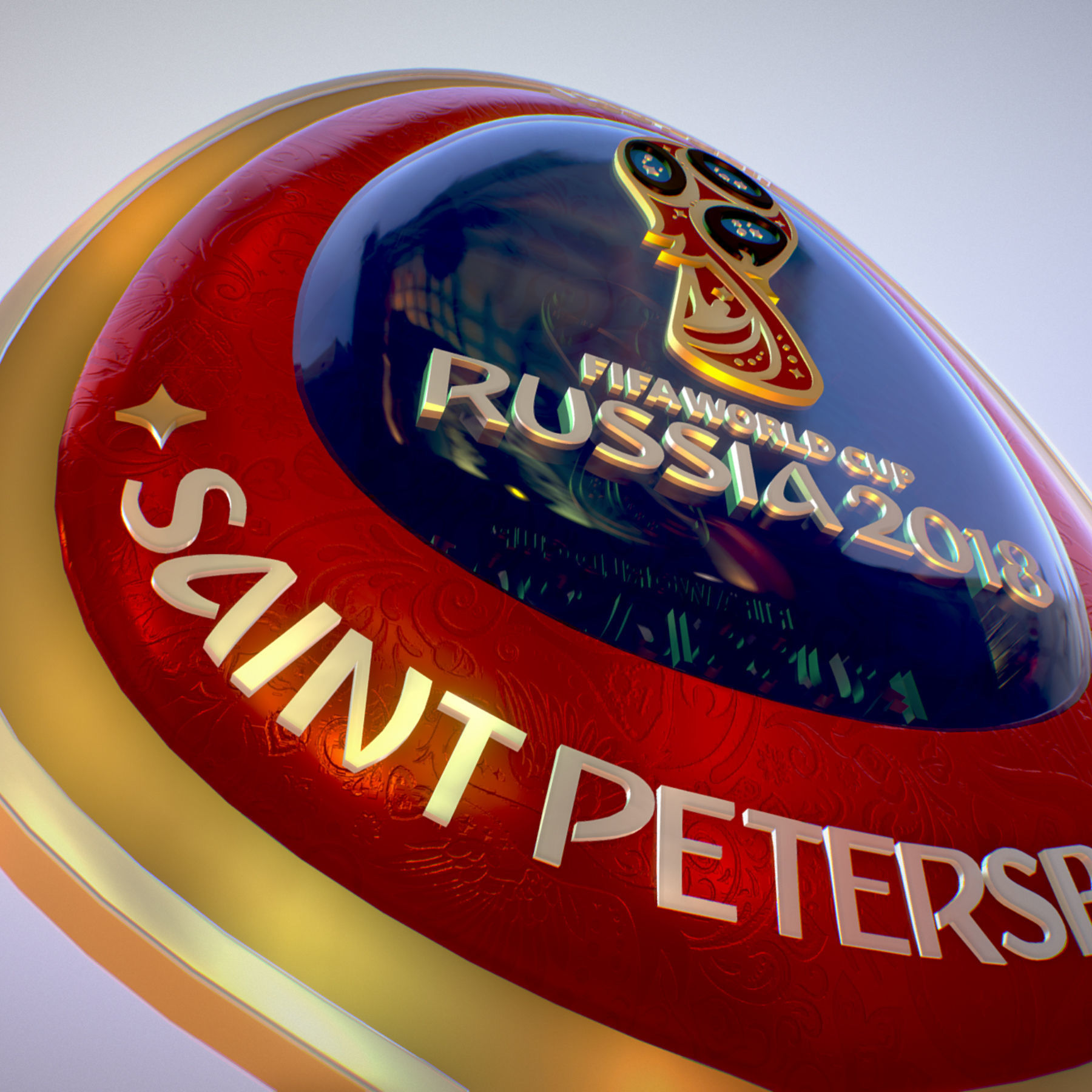 Logotype Saint-Petersburg Host City Russia 2018 Symbol 3D model_14