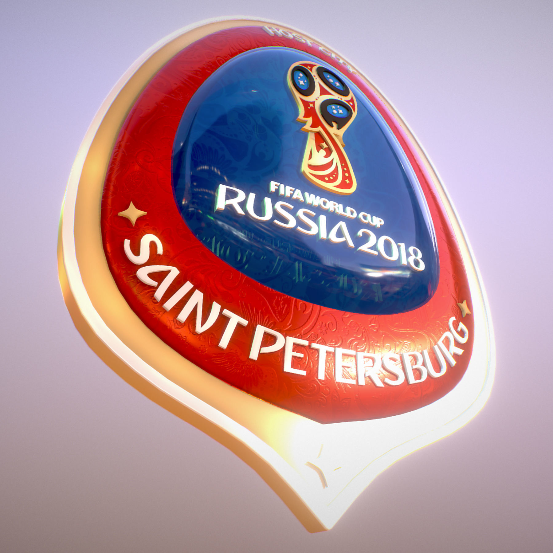 Logotype Saint-Petersburg Host City Russia 2018 Symbol 3D model_12