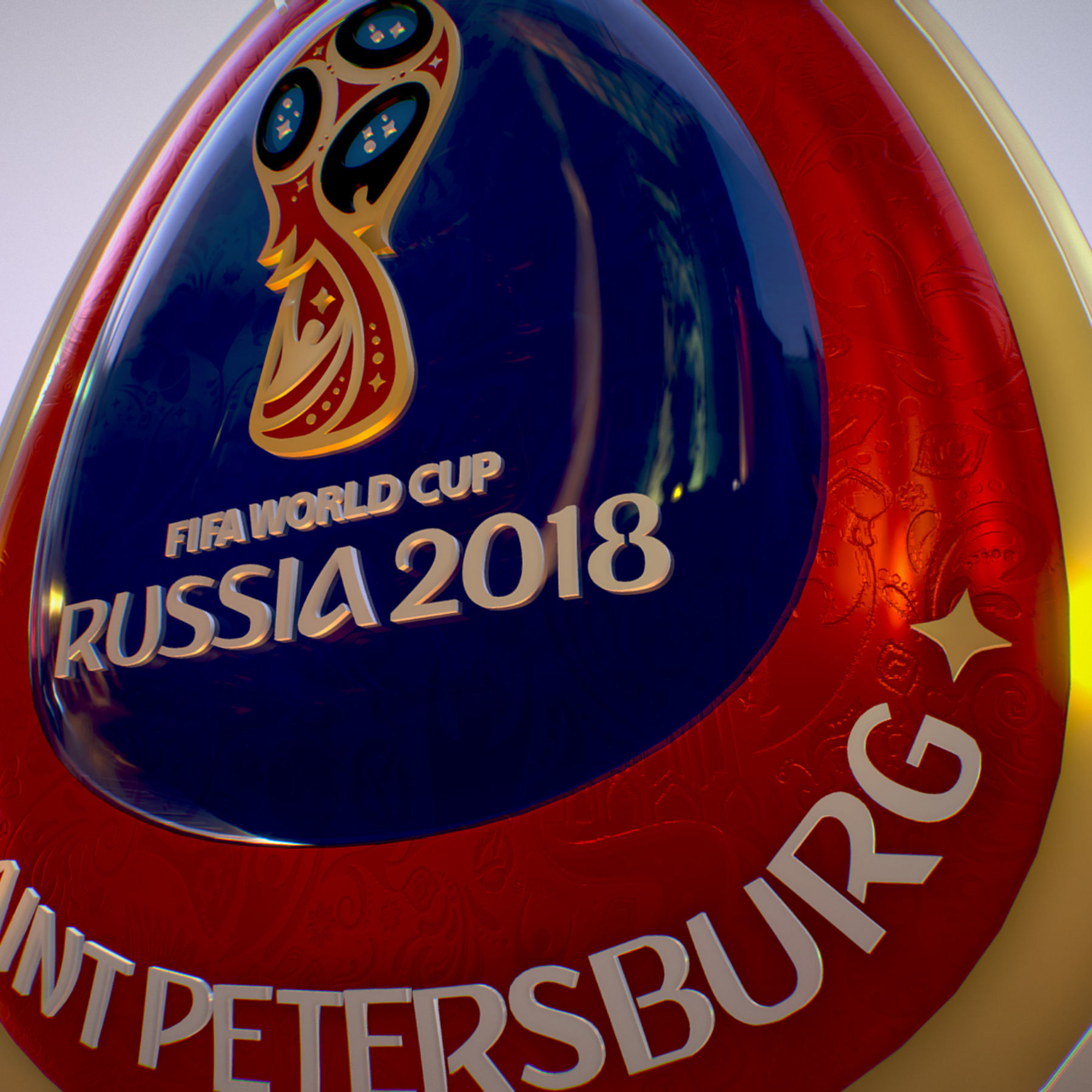 Logotype Saint-Petersburg Host City Russia 2018 Symbol 3D model_16