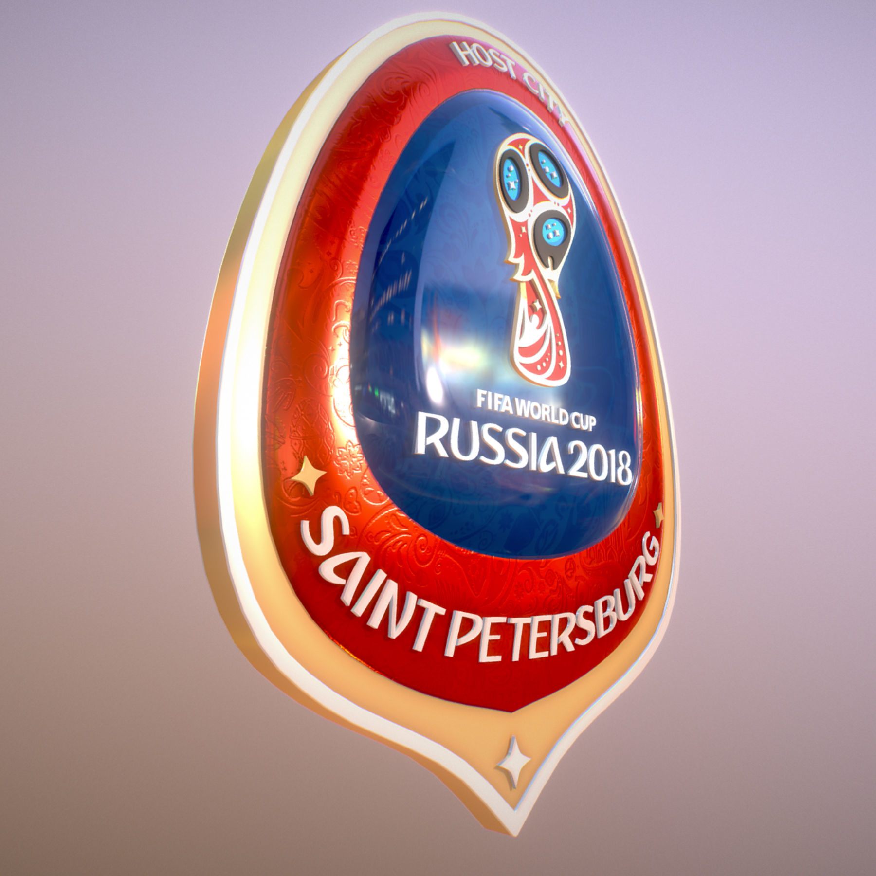 Logotype Saint-Petersburg Host City Russia 2018 Symbol 3D model_2