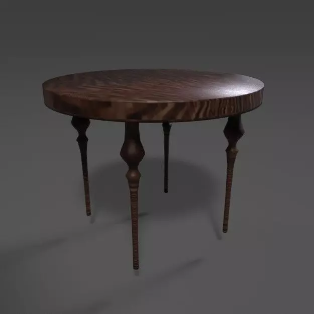 PBR Walnut Wood Table 3D model_0
