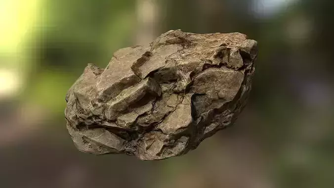Rock low poly 3D model in forest Low-poly 3D model
