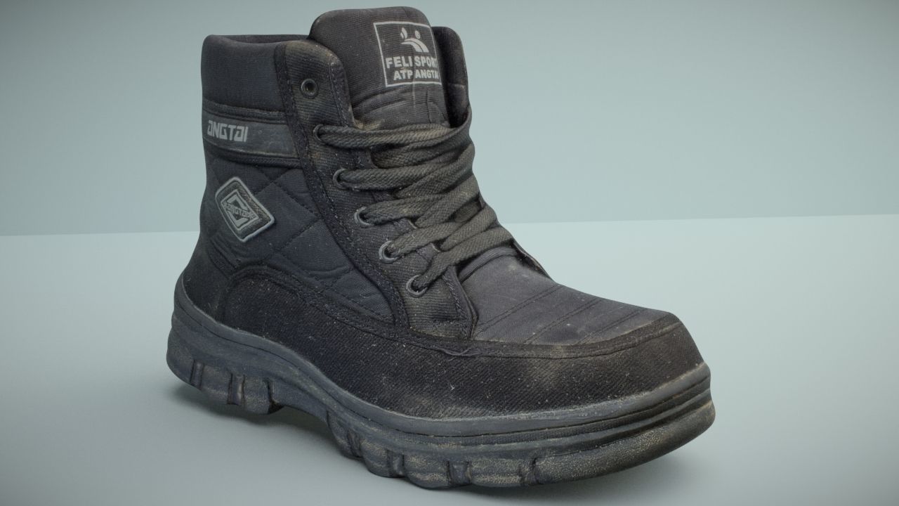 Boot 3D model low poly Low-poly 3D model_1