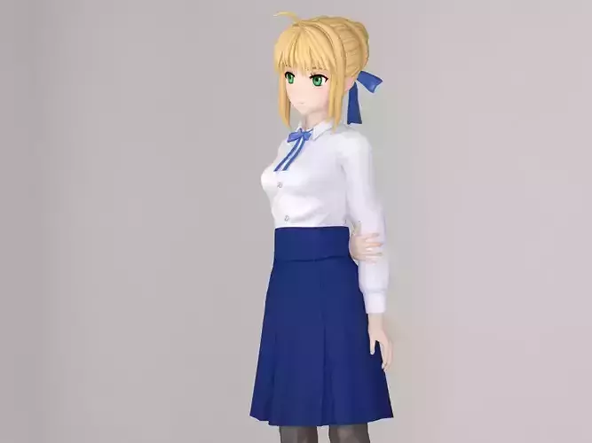 Saber anime girl pose 01
