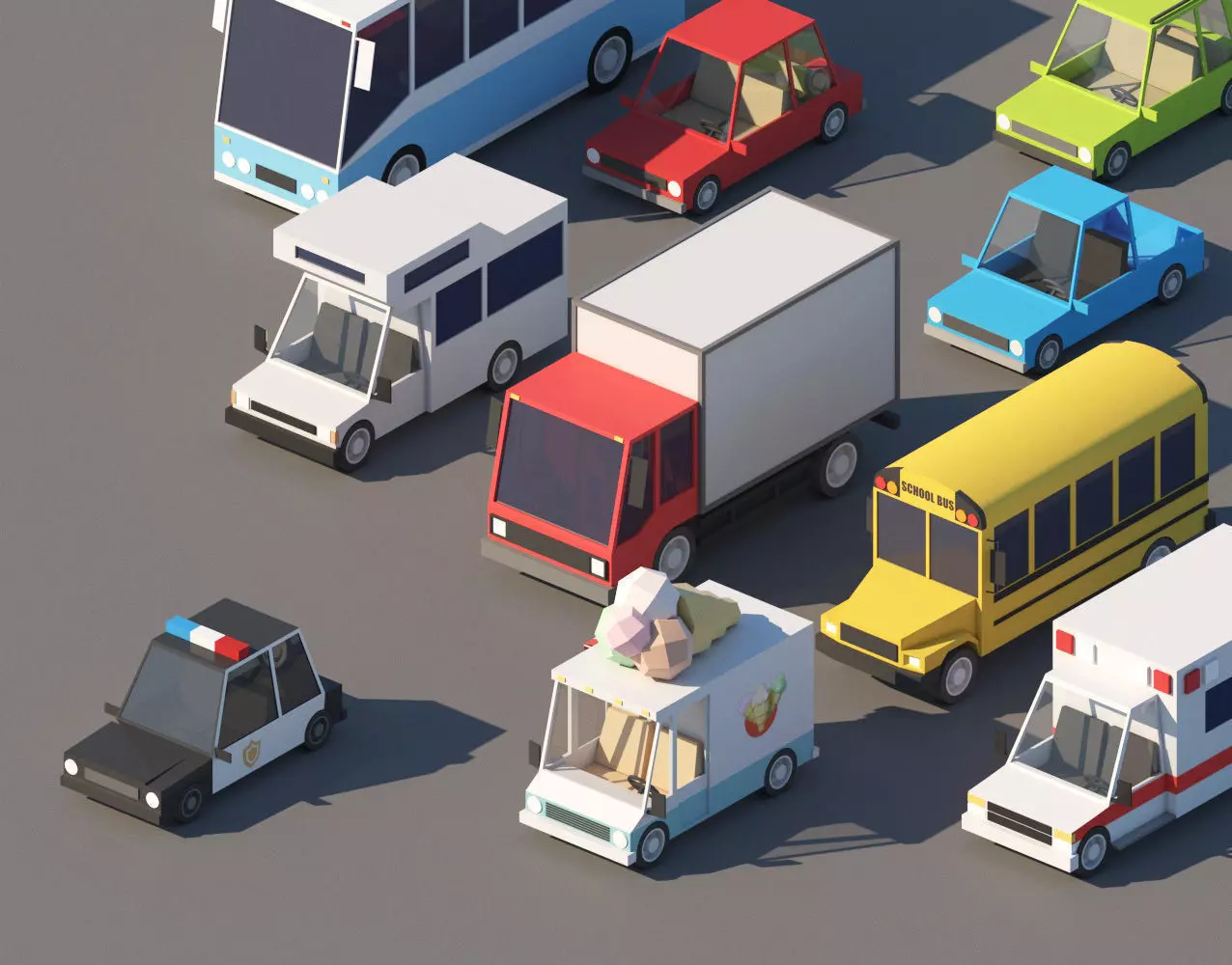 3D model Cartoon Low Poly Cars Pack VR / AR / low-poly | CGTrader