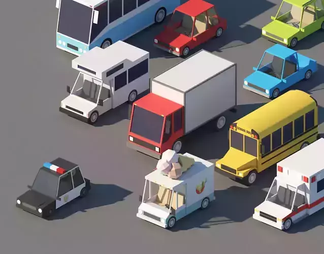 Cartoon Low Poly Cars Pack Low-poly 3D model