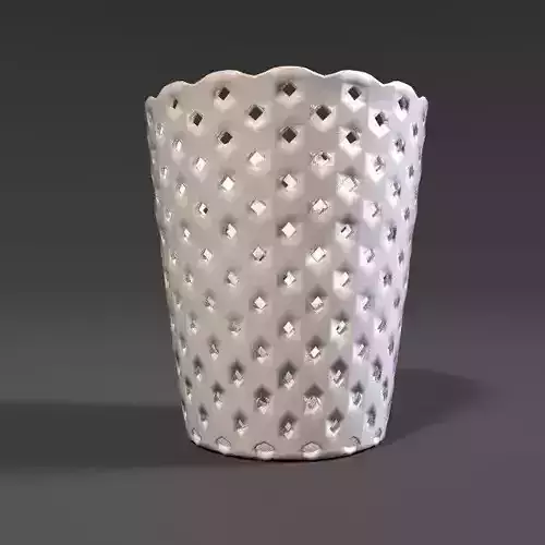 PBR Curved Lattice Wastebasket 3D model