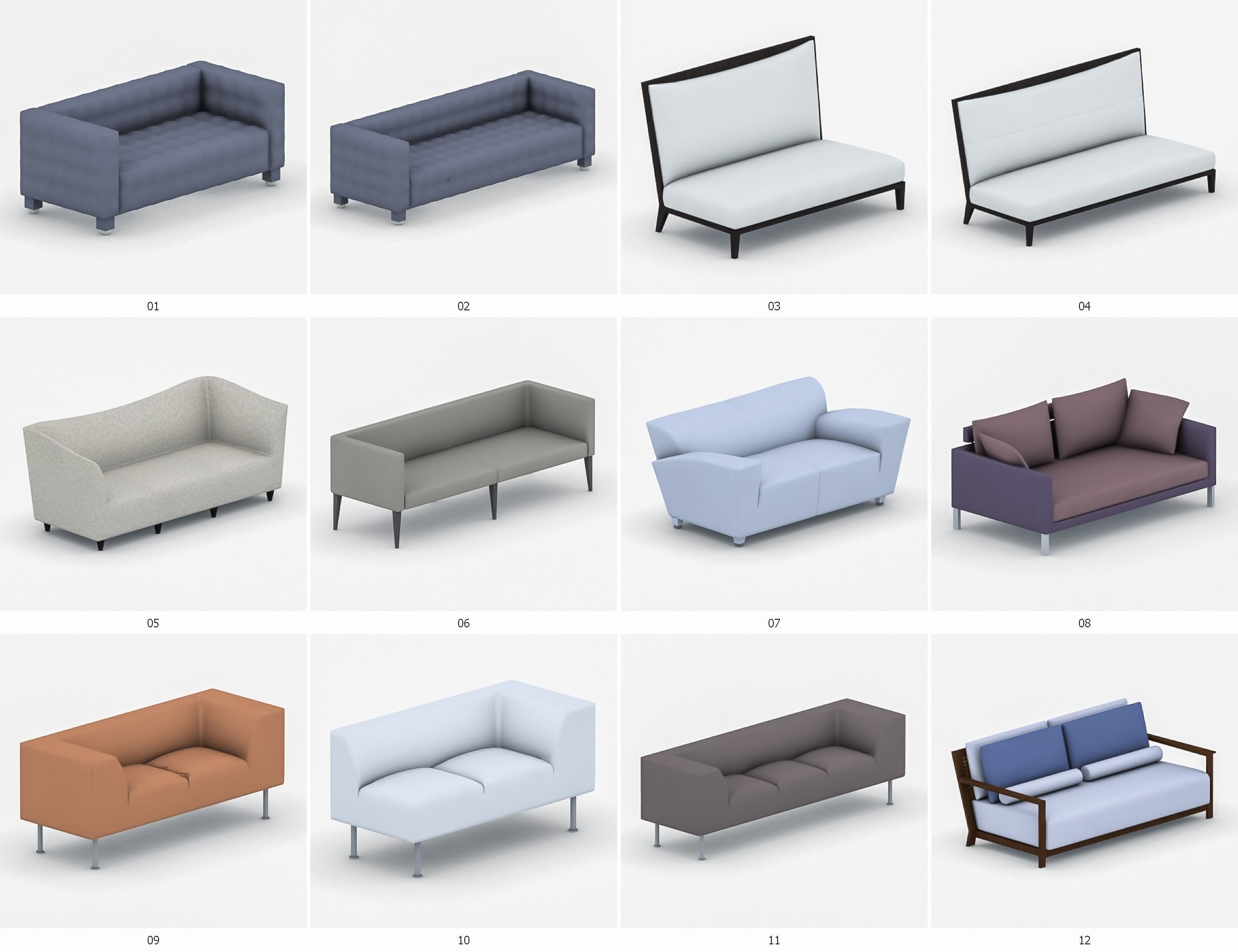Sofas Collection Vol 1 Low-poly 3D model_1