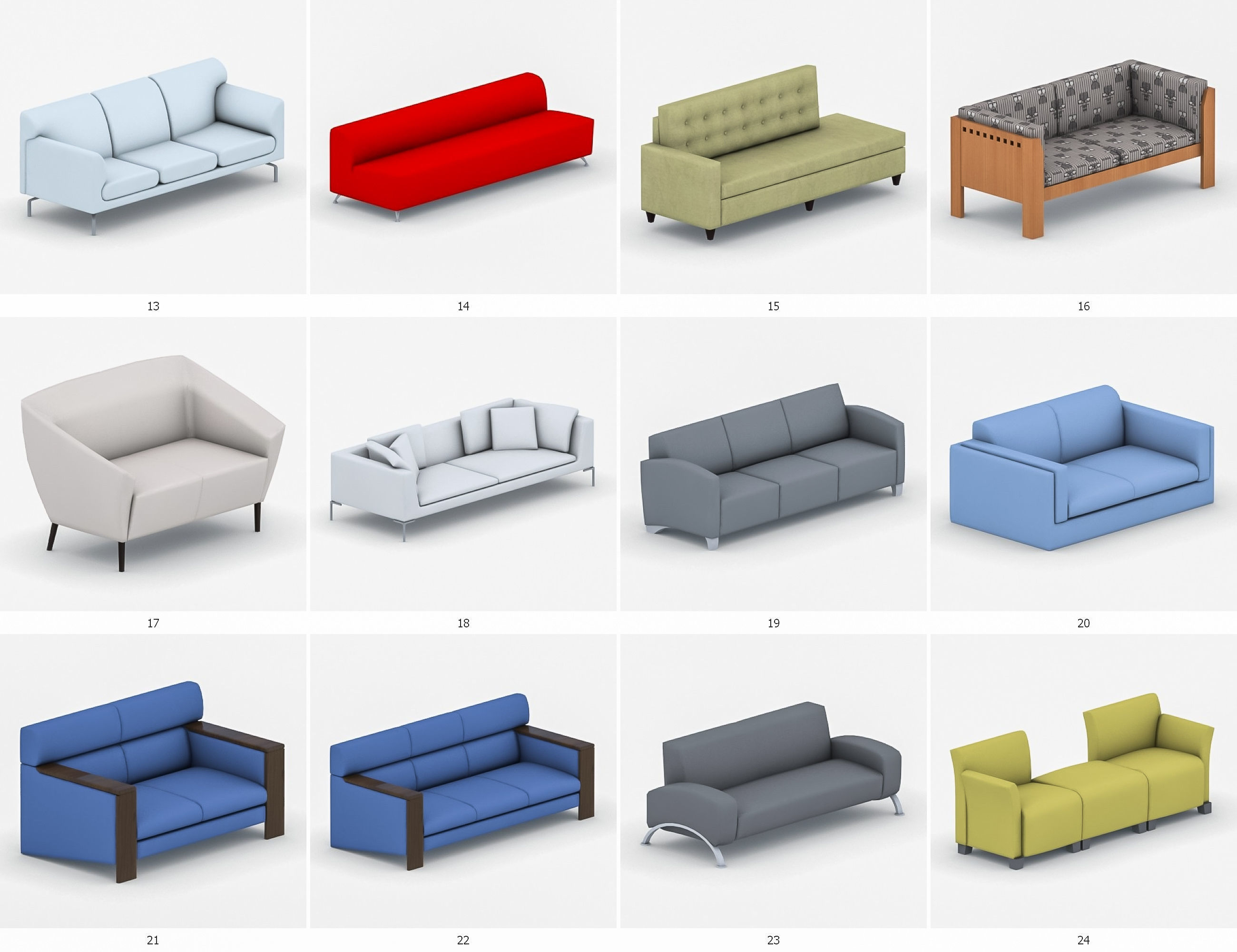 Sofas Collection Vol 1 Low-poly 3D model_3