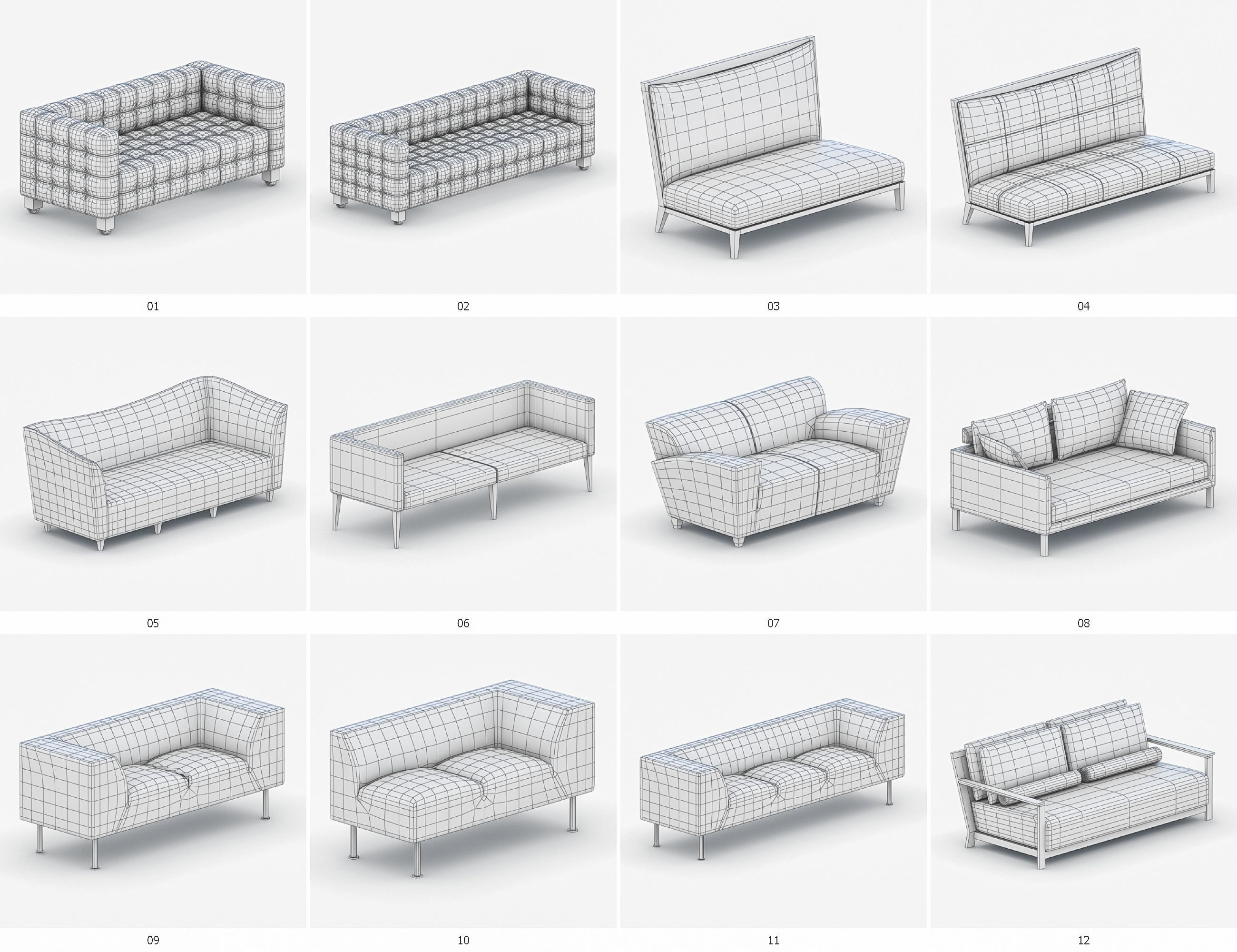 Sofas Collection Vol 1 Low-poly 3D model_2