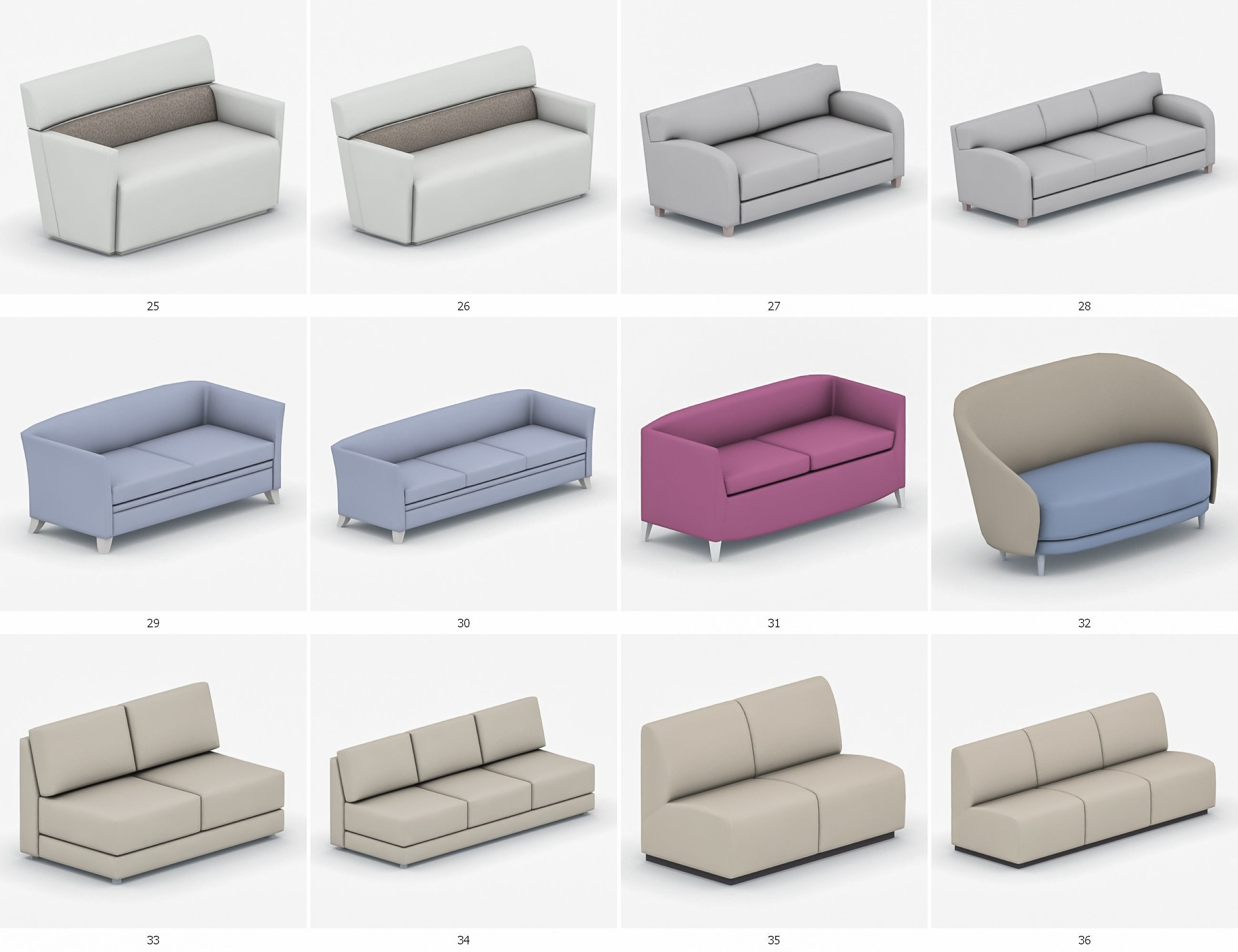 Sofas Collection Vol 1 Low-poly 3D model_5
