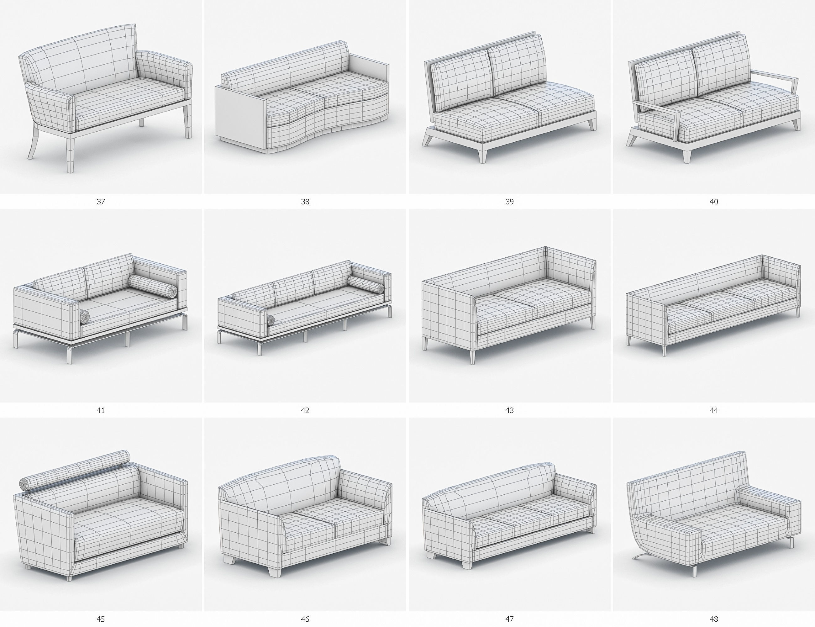 Sofas Collection Vol 1 Low-poly 3D model_8