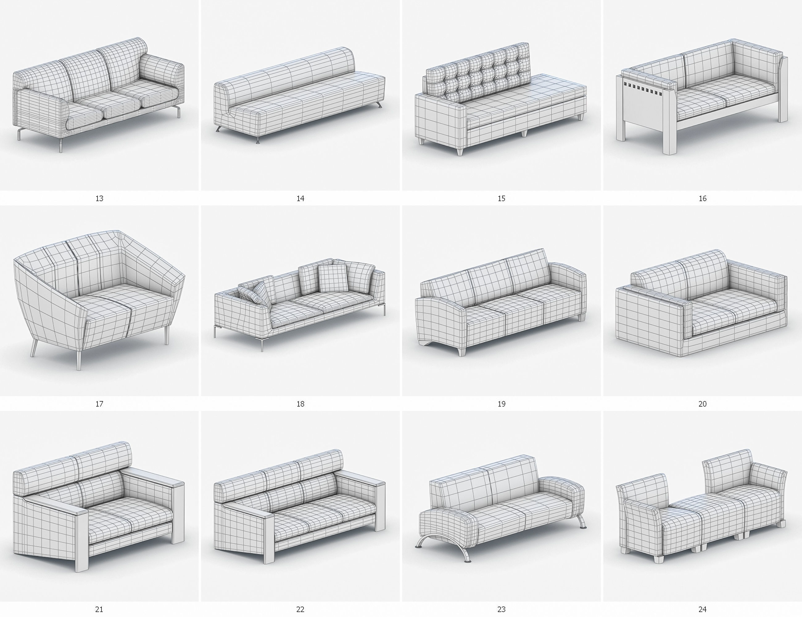 Sofas Collection Vol 1 Low-poly 3D model_4