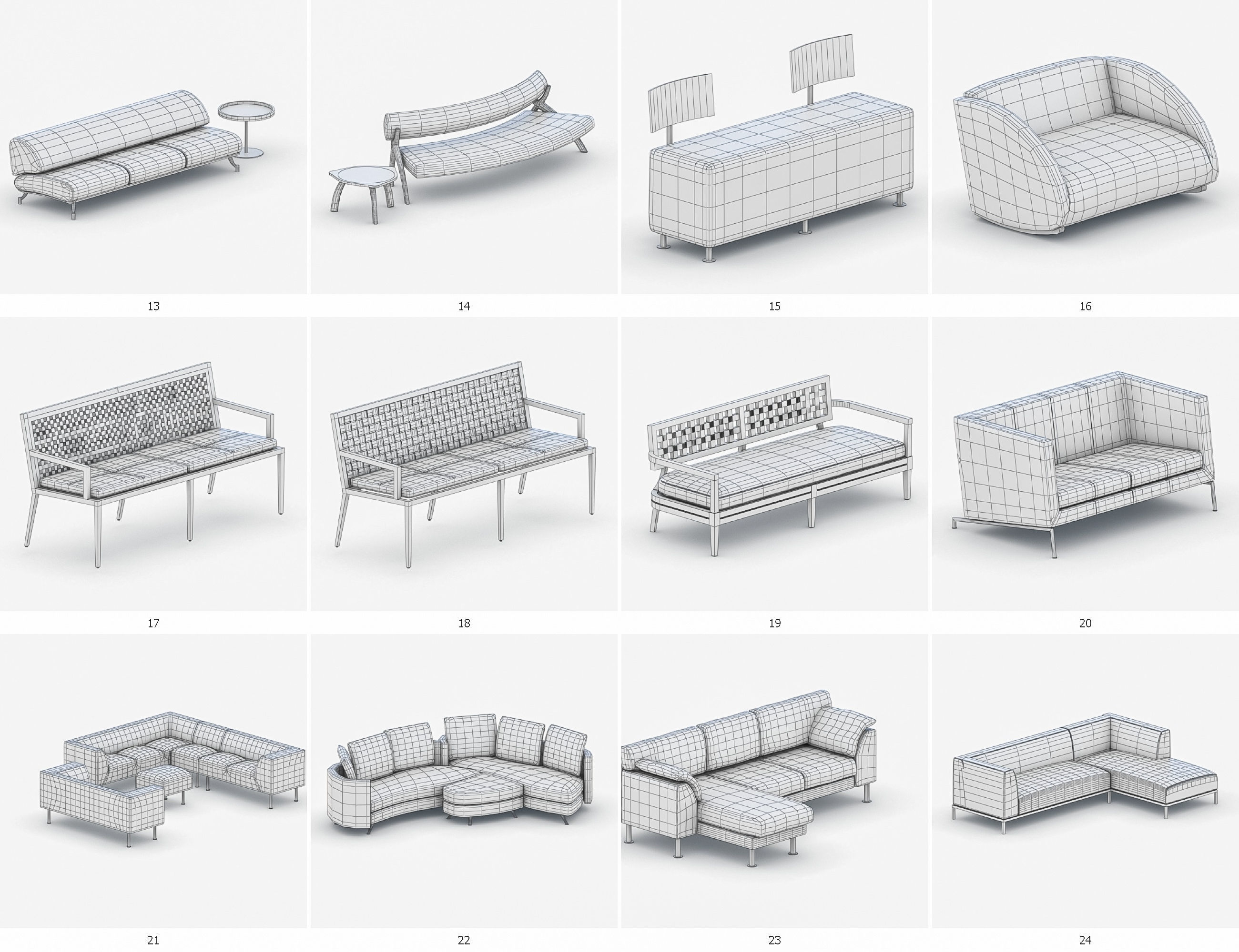 Sofas Collection Vol 2 Low-poly 3D model_4