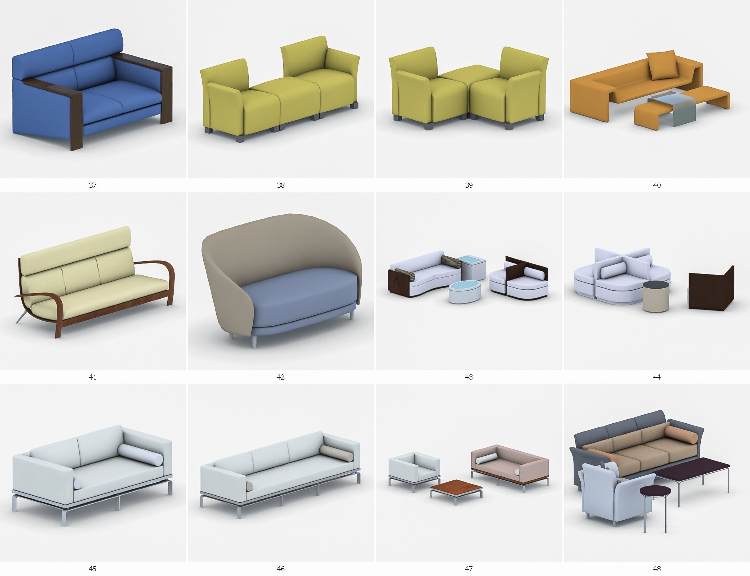 Sofas Collection Vol 2 Low-poly 3D model_7