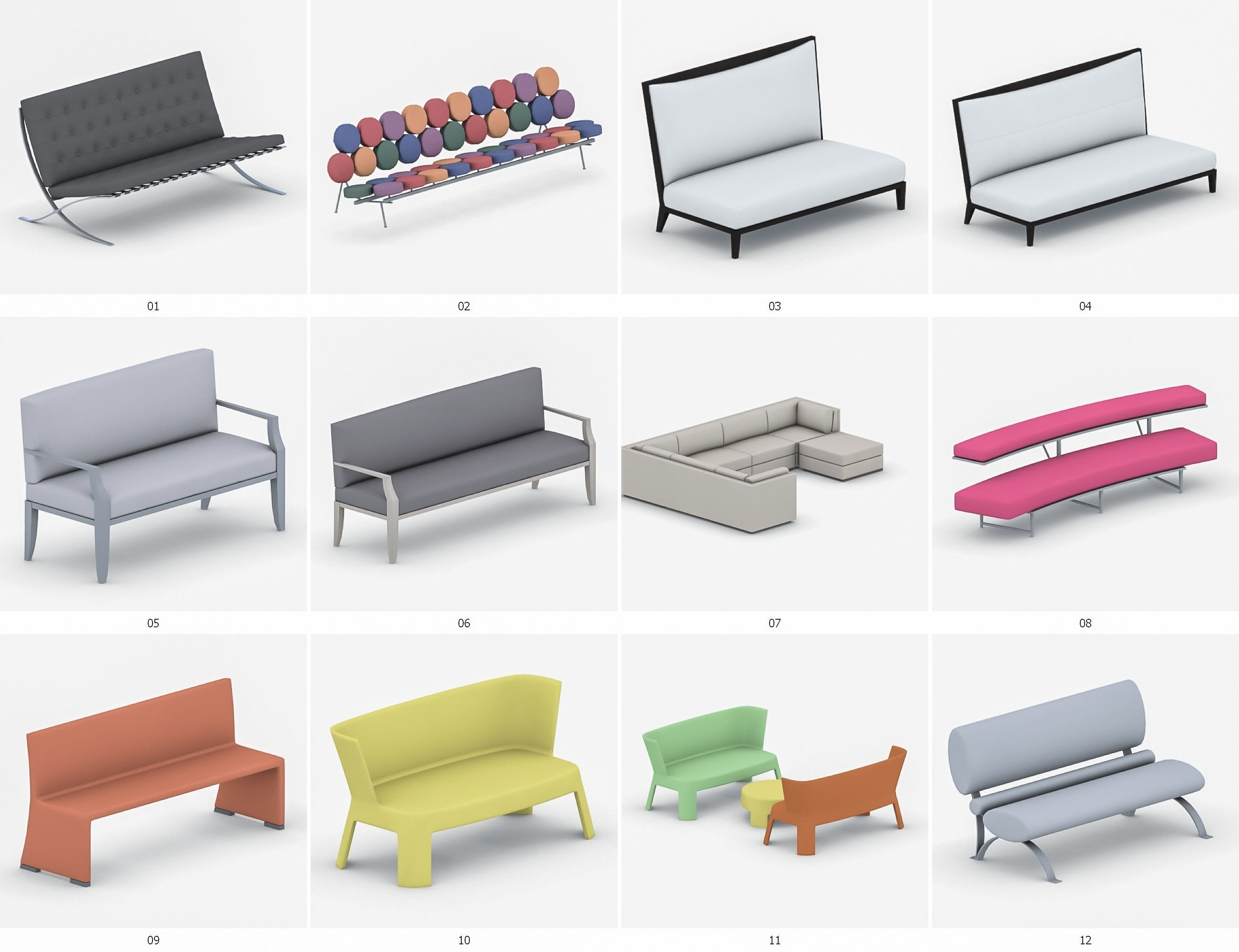 Sofas Collection Vol 2 Low-poly 3D model_1