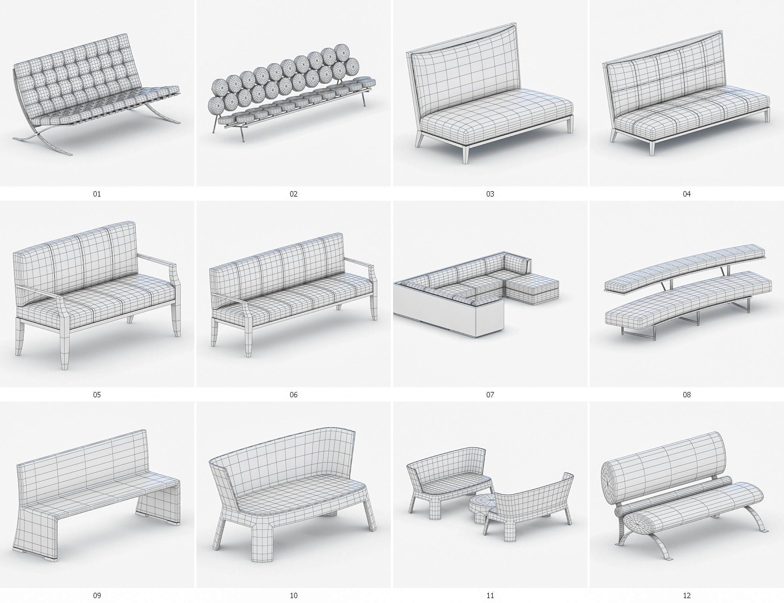 Sofas Collection Vol 2 Low-poly 3D model_2
