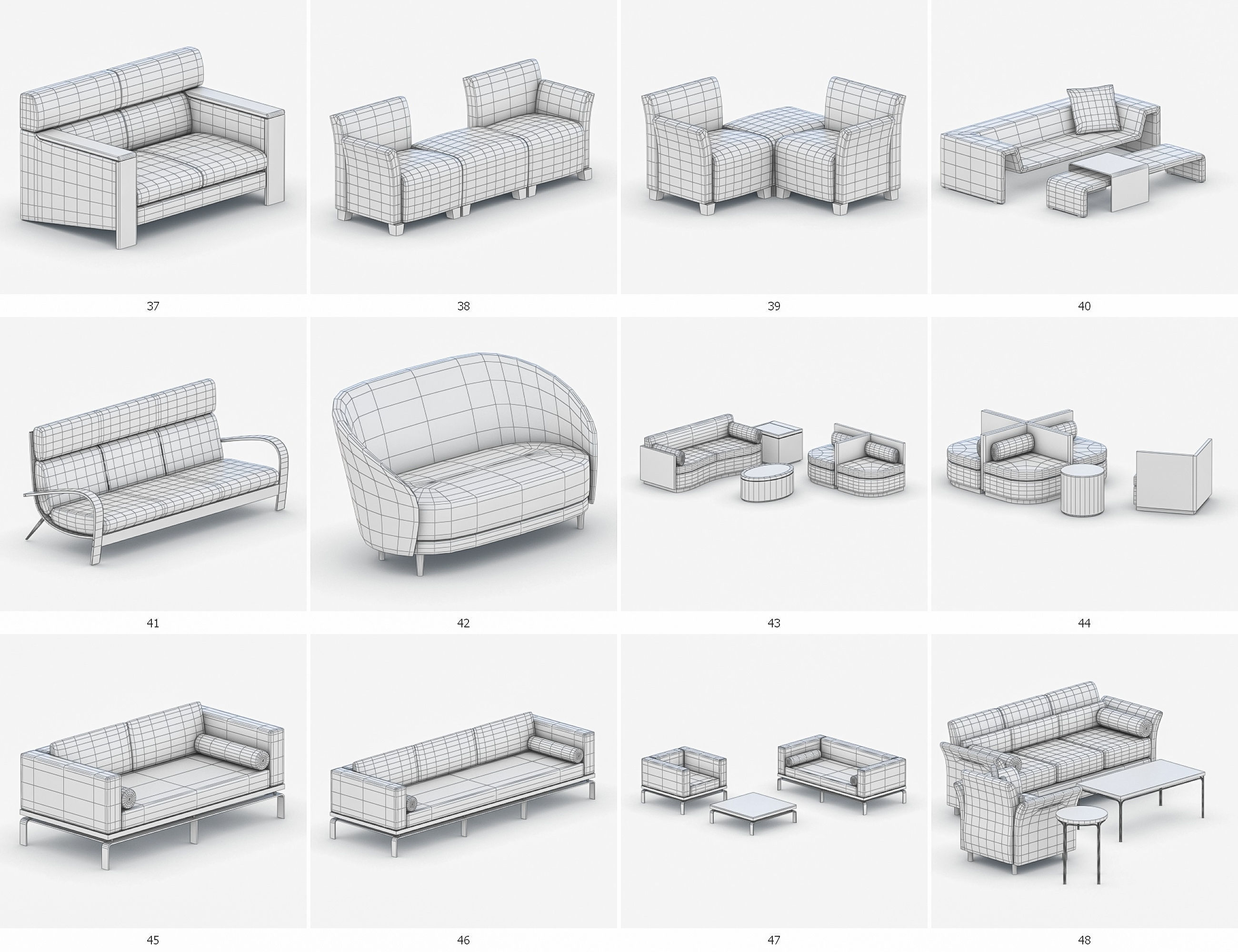 Sofas Collection Vol 2 Low-poly 3D model_8