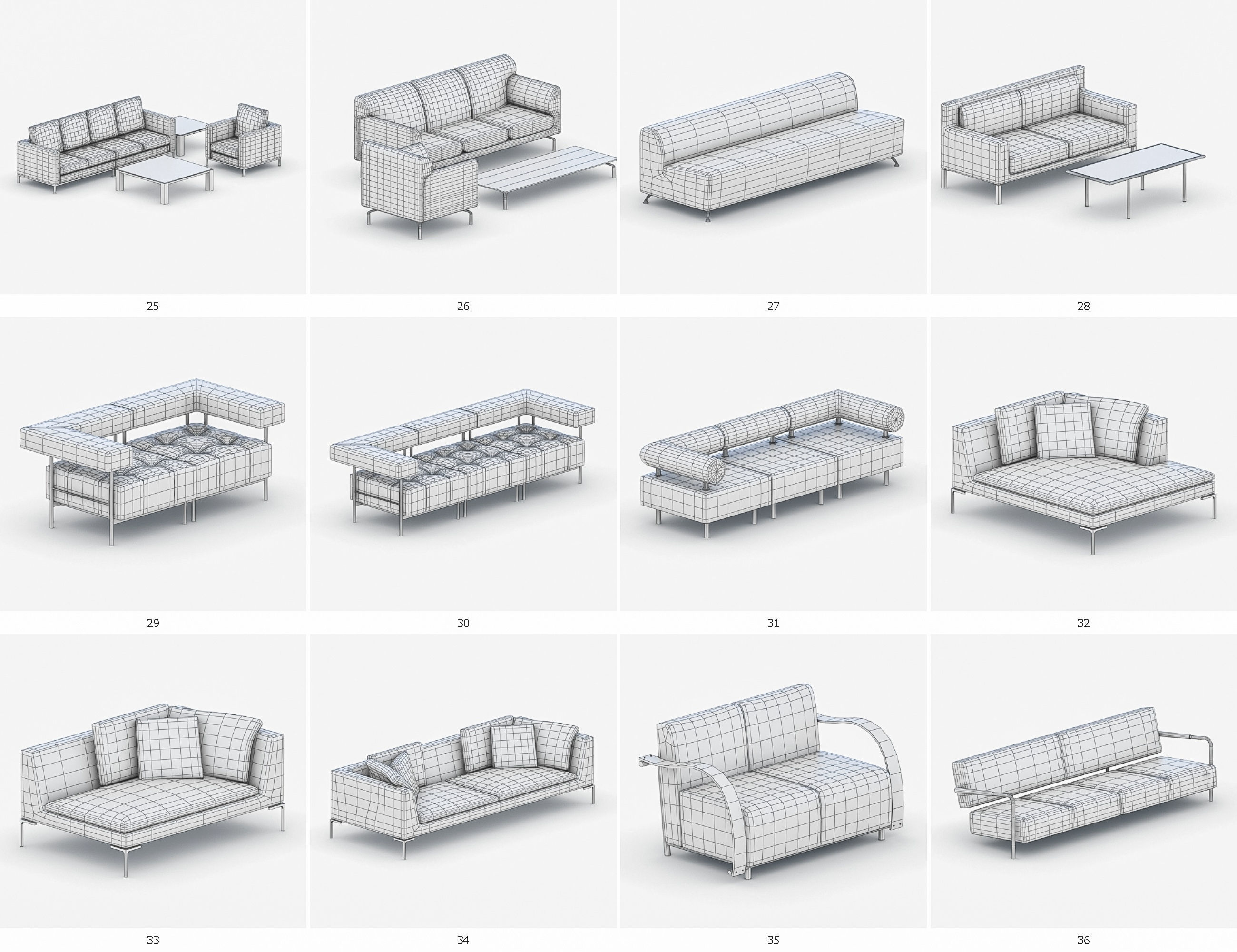 Sofas Collection Vol 2 Low-poly 3D model_6