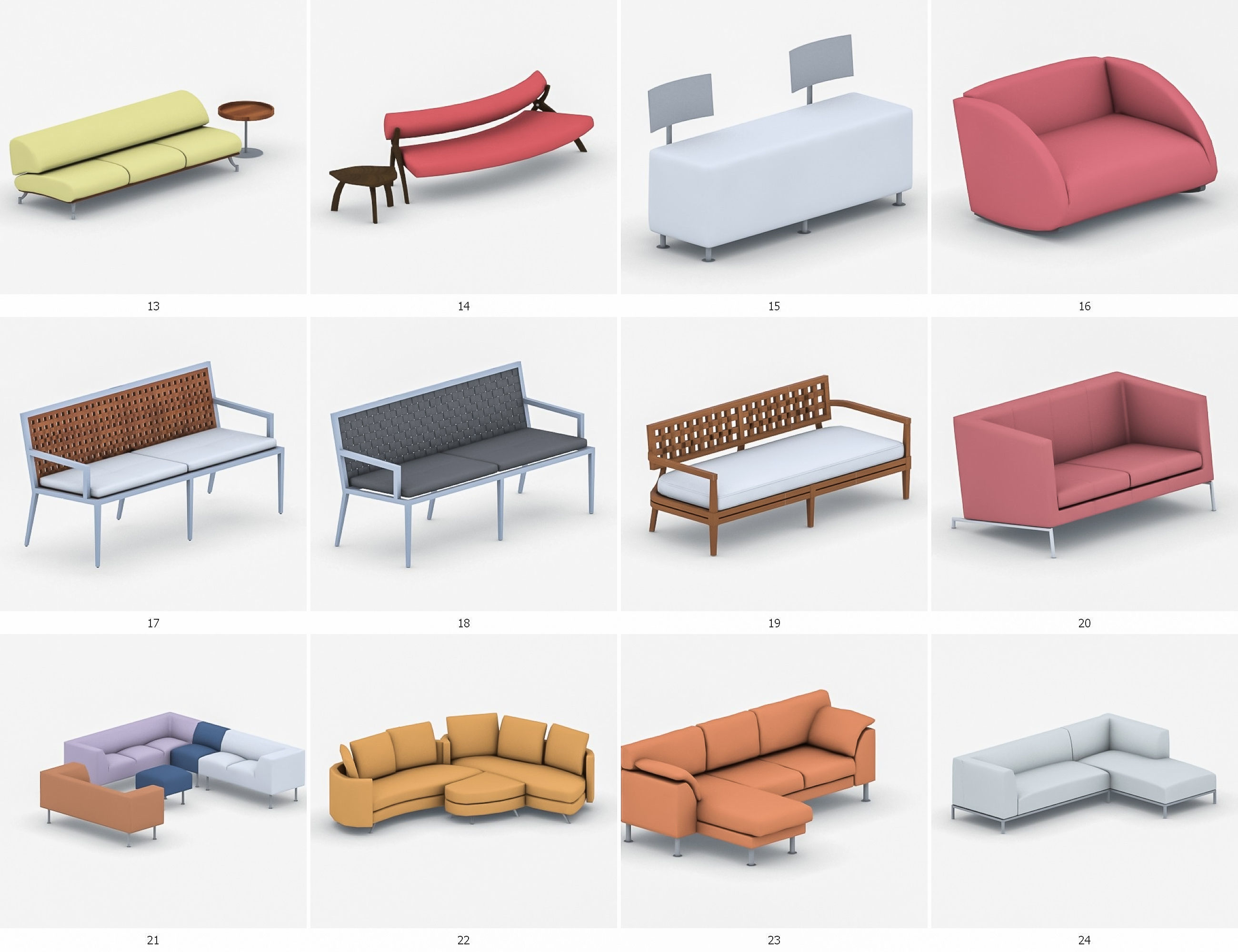 Sofas Collection Vol 2 Low-poly 3D model_3