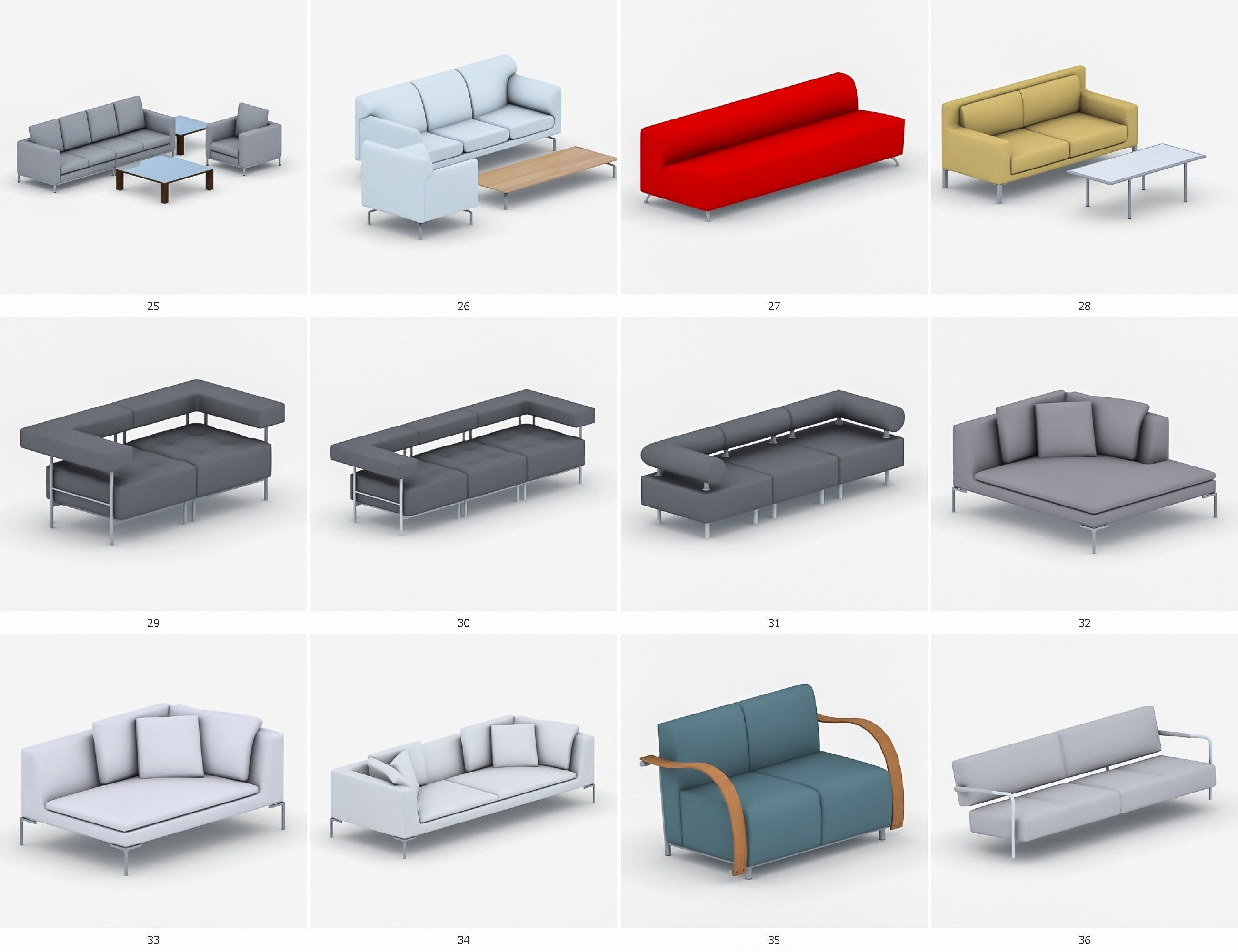 Sofas Collection Vol 2 Low-poly 3D model_5