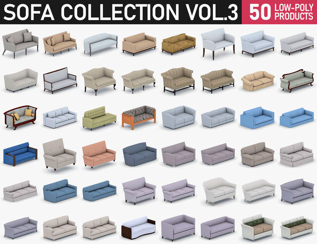 Sofas Collection Vol 3 Low-poly 3D model