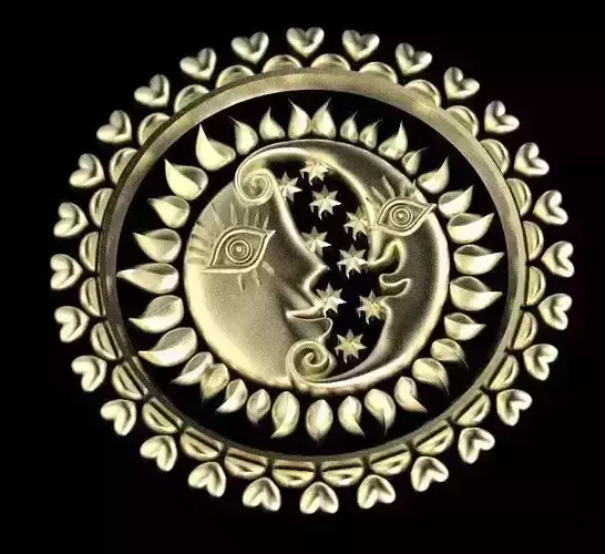 sun moon 3D print model