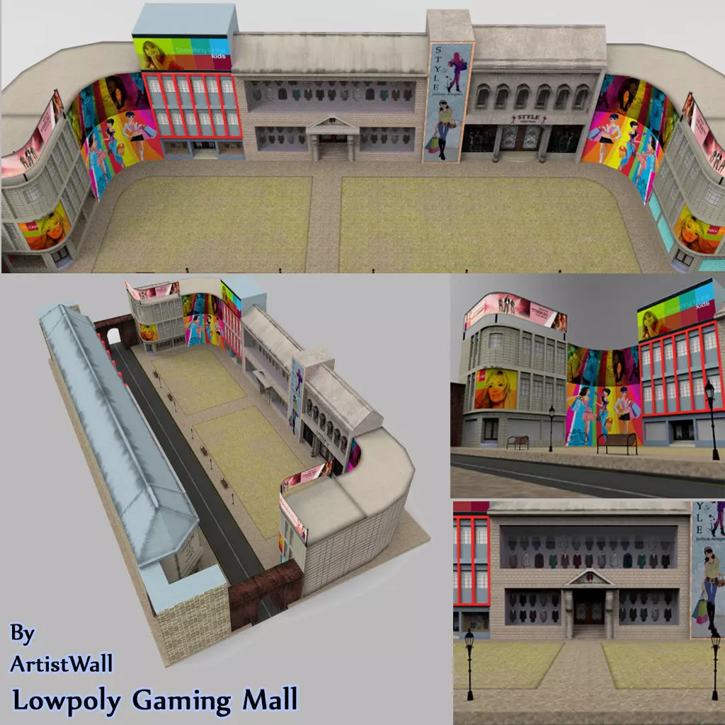 3d Mall Gaming  Low poly  Low-poly 3D model_0