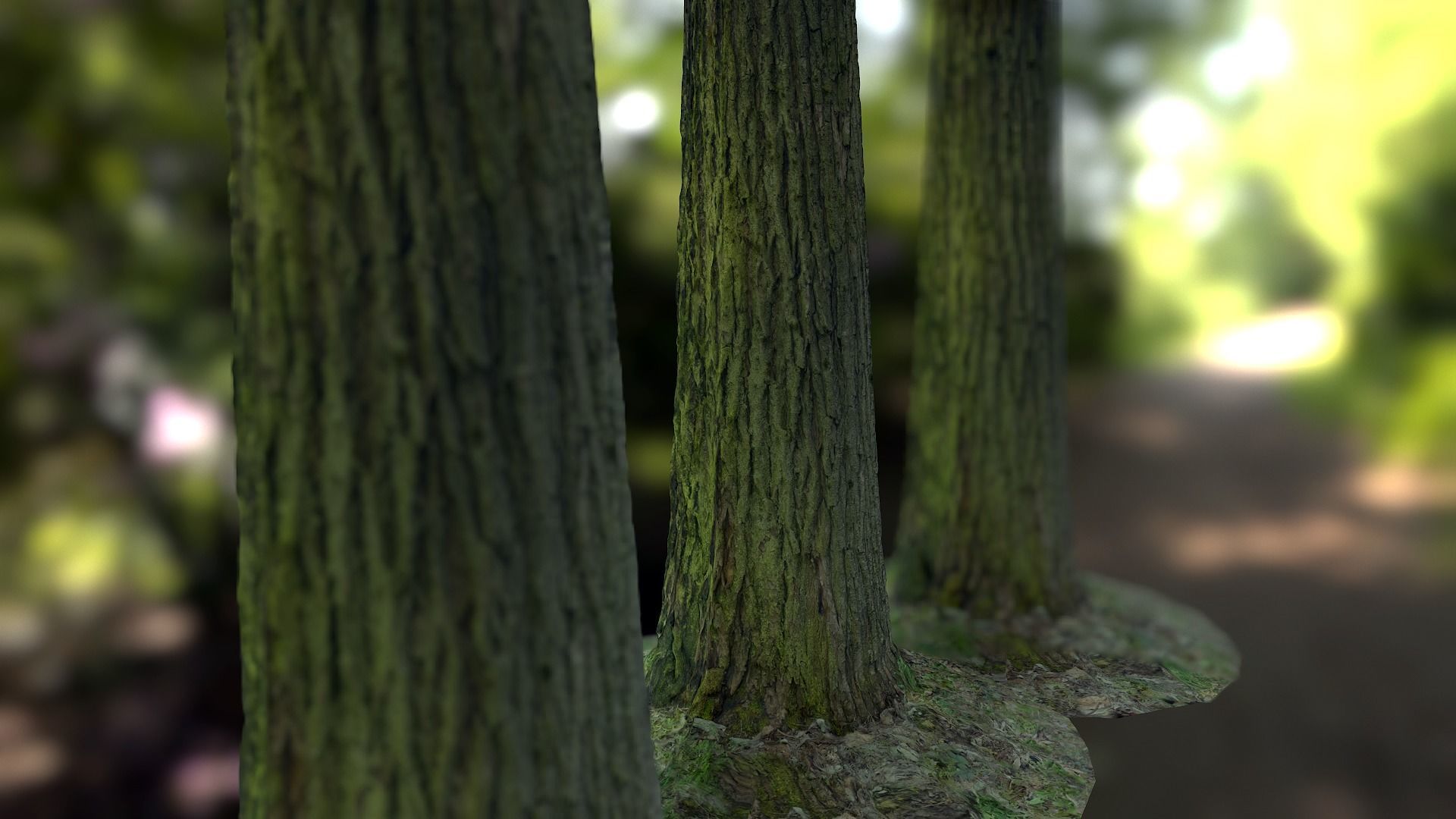 Tree Realistic - Low Poly - Game Ready close up of trees in f... Low-poly 3D model_1