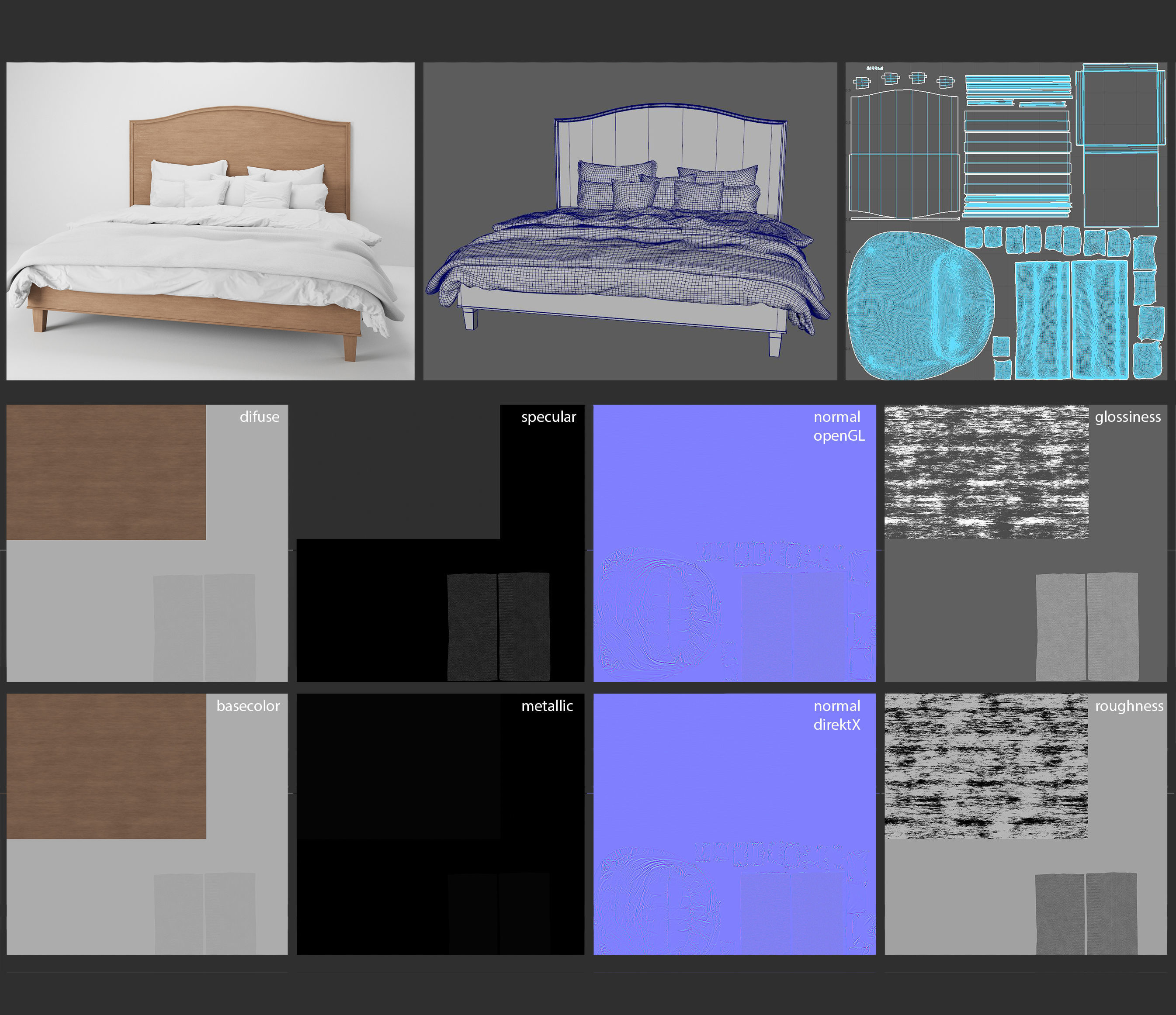 Bed Classic 3D model_2