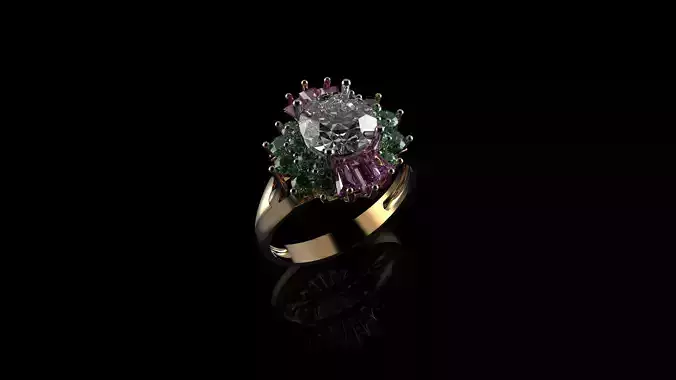 Baguette And Round Cut Dress Diamond Ring