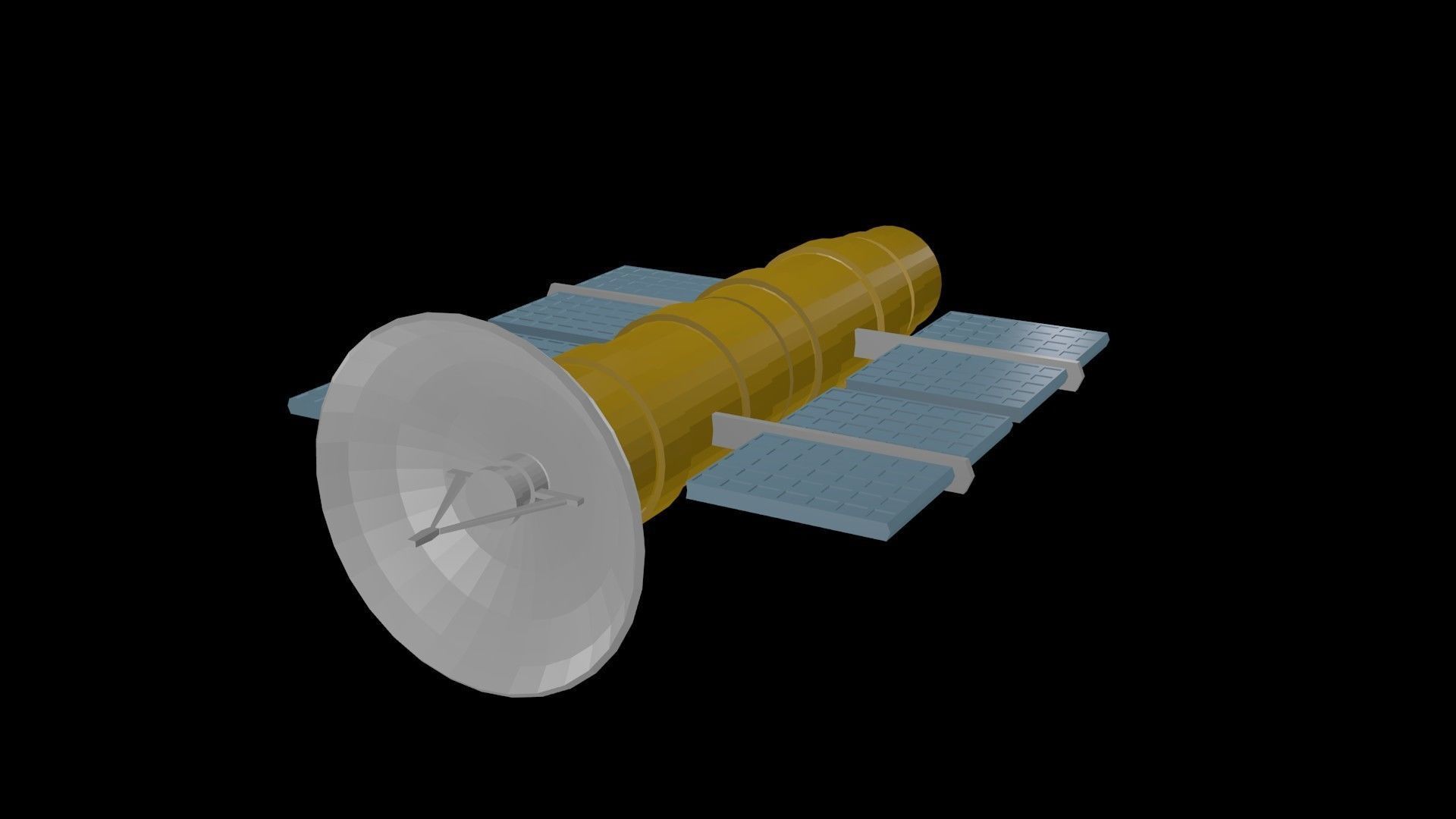 Low poly satellite 3 Low-poly 3D model_2