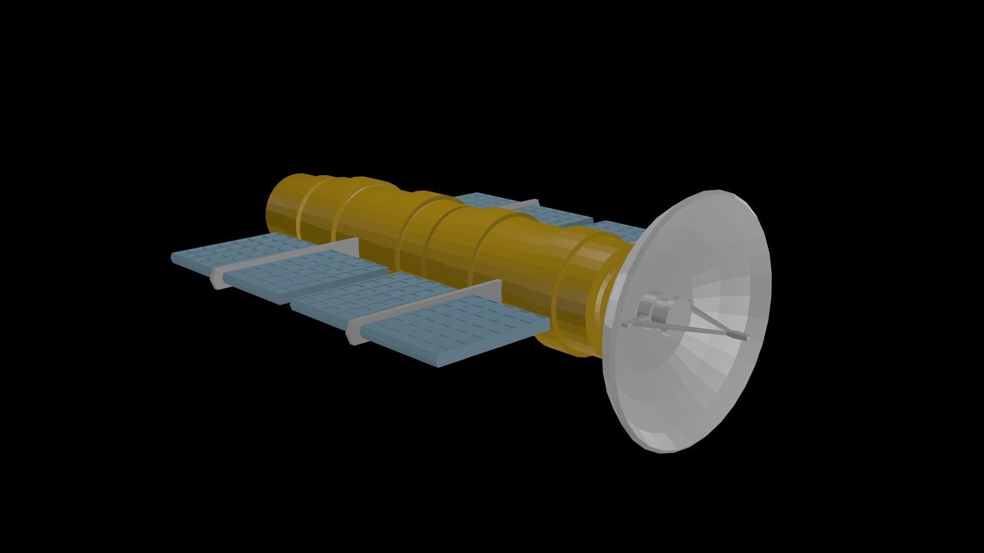 Low poly satellite 3 Low-poly 3D model_3