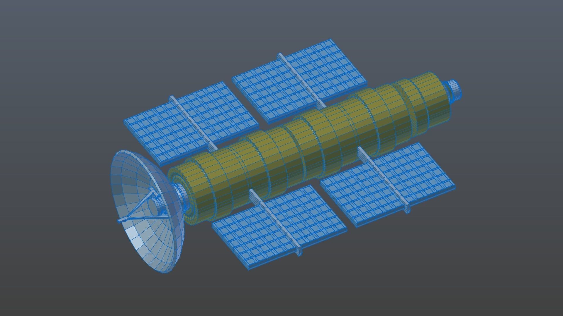 Low poly satellite 3 Low-poly 3D model_15