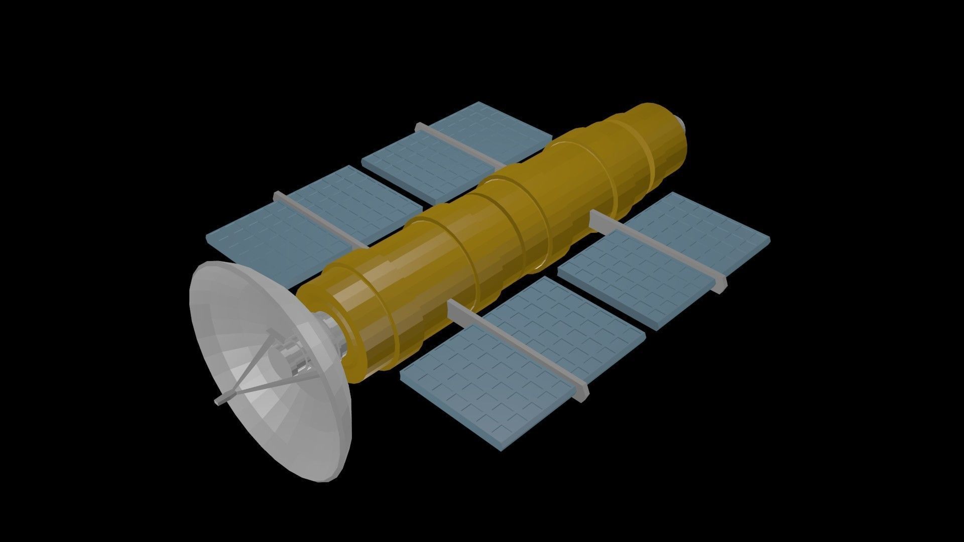 Low poly satellite 3 Low-poly 3D model_0