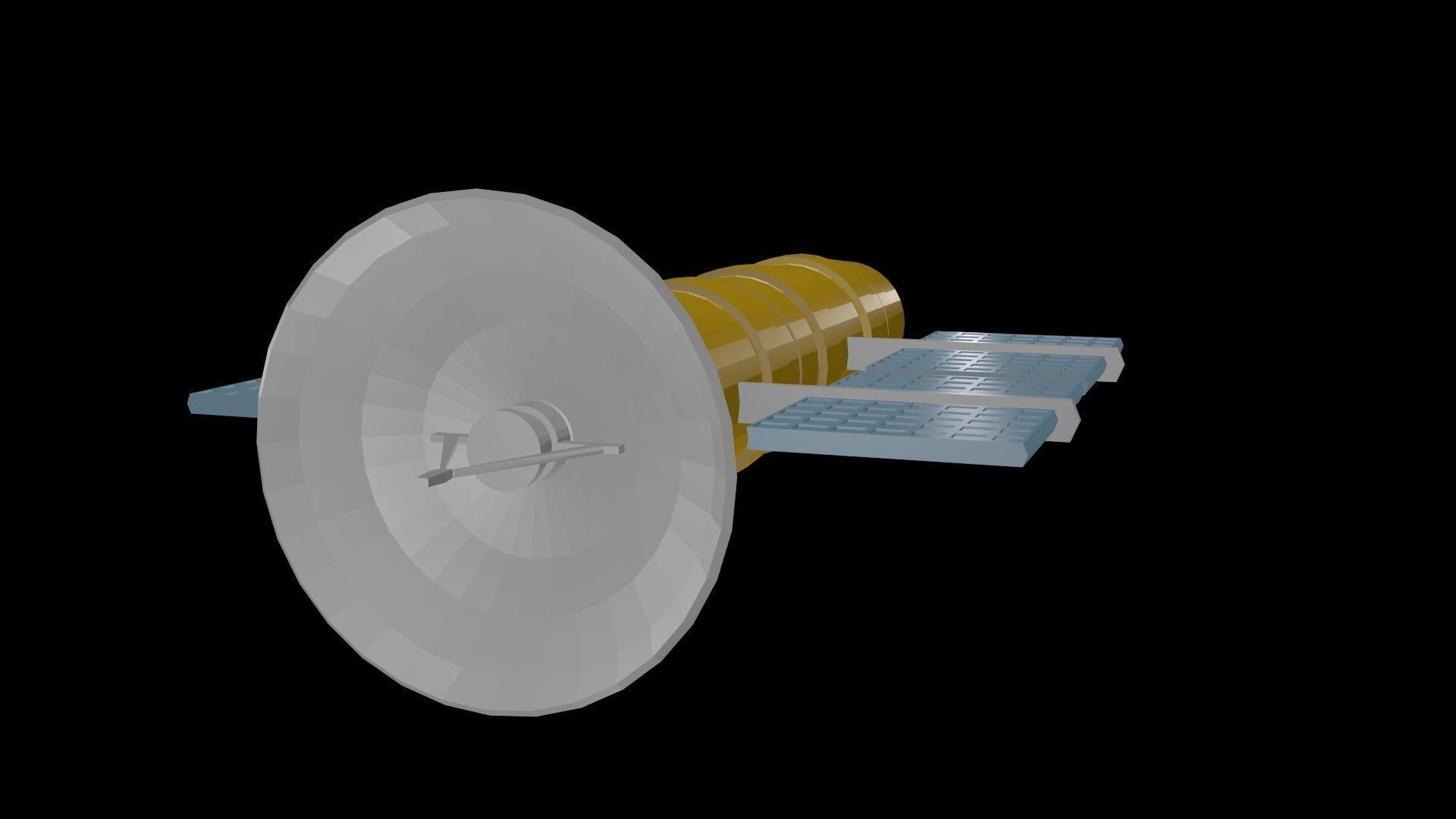 Low poly satellite 3 Low-poly 3D model_7
