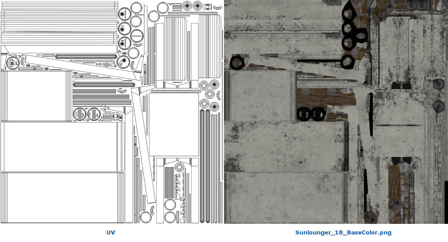Sun lounger 1B Low-poly 3D model_7