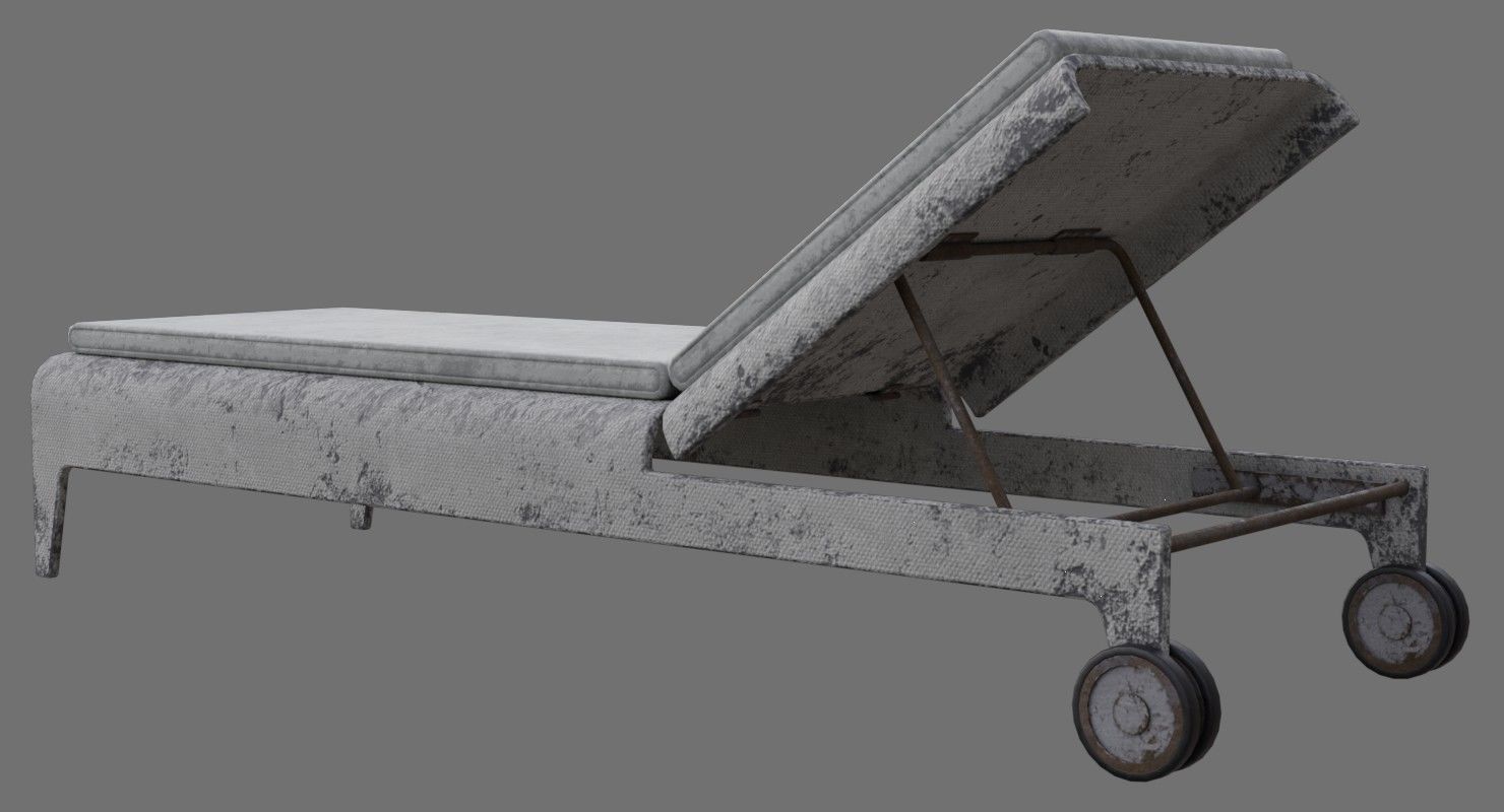 Sun lounger 1B Low-poly 3D model_3