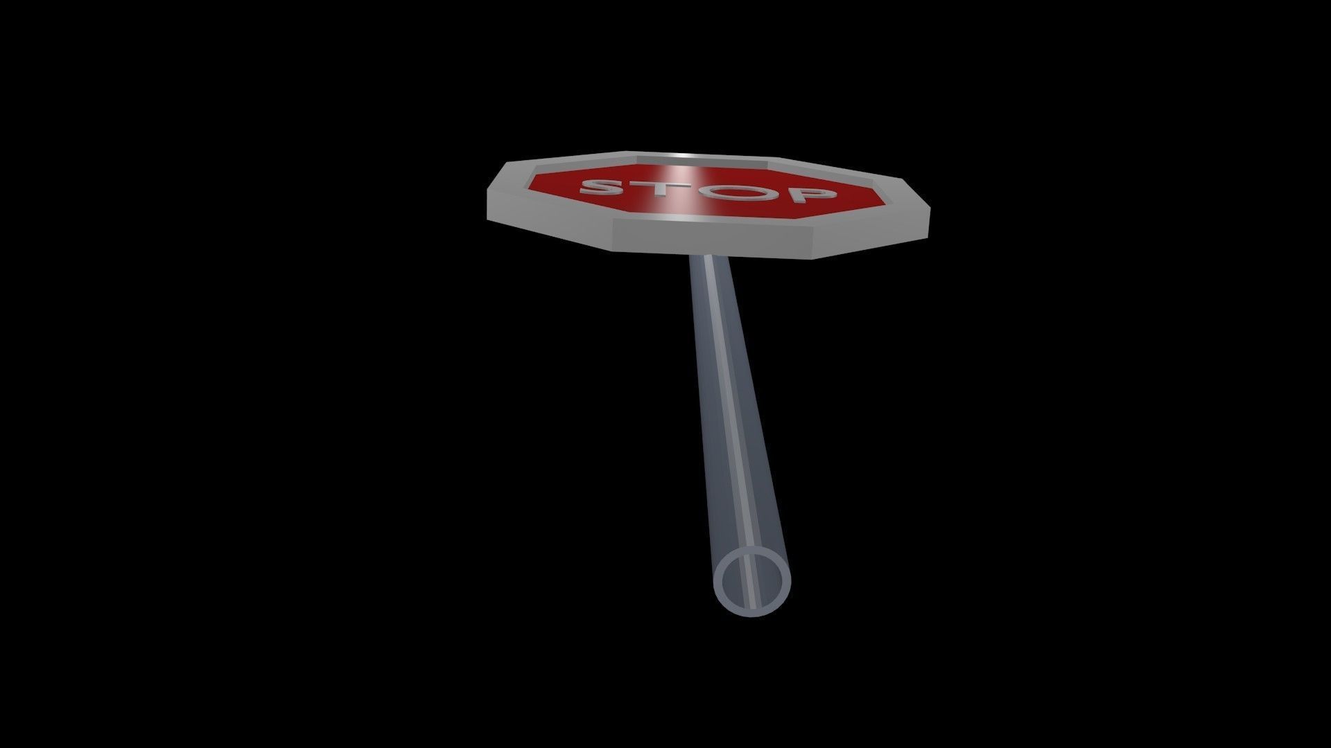 Low poly stop sign Low-poly 3D model_3