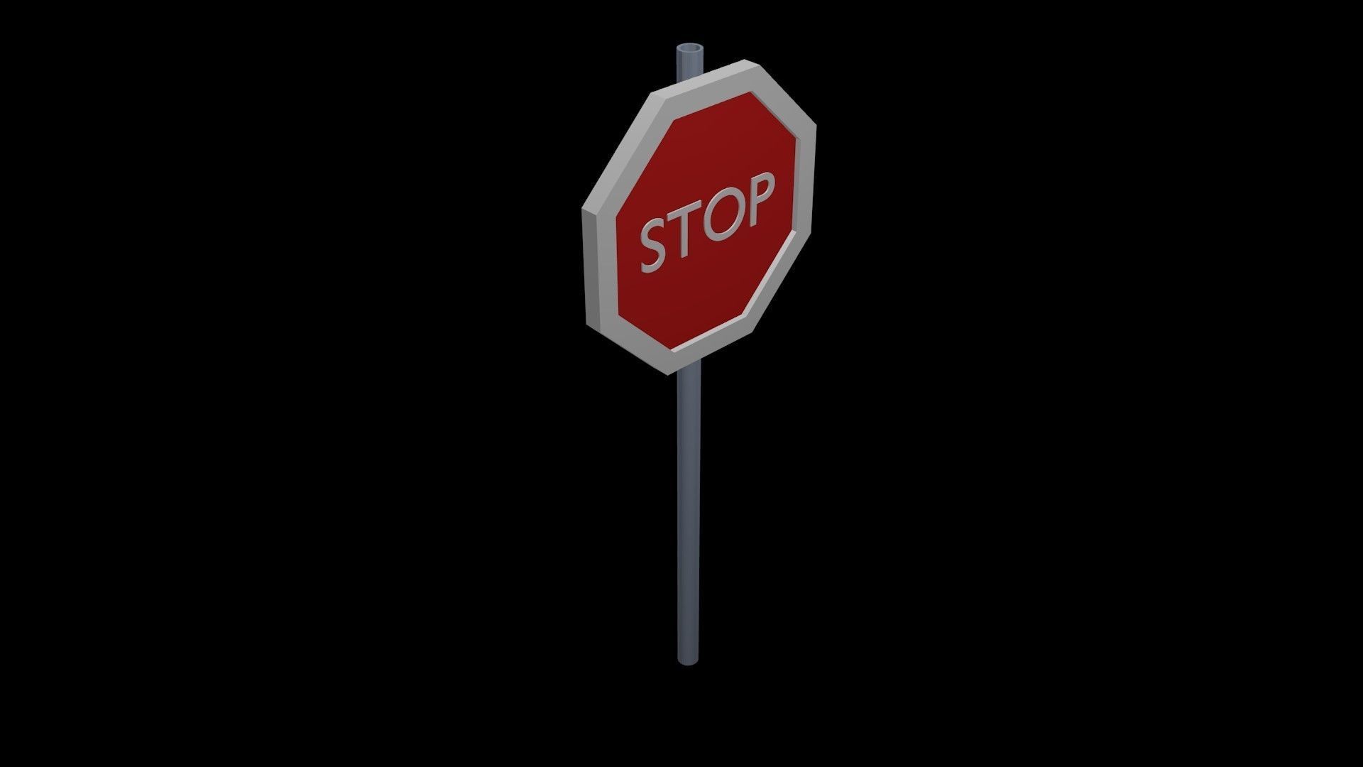 Low poly stop sign Low-poly 3D model_2