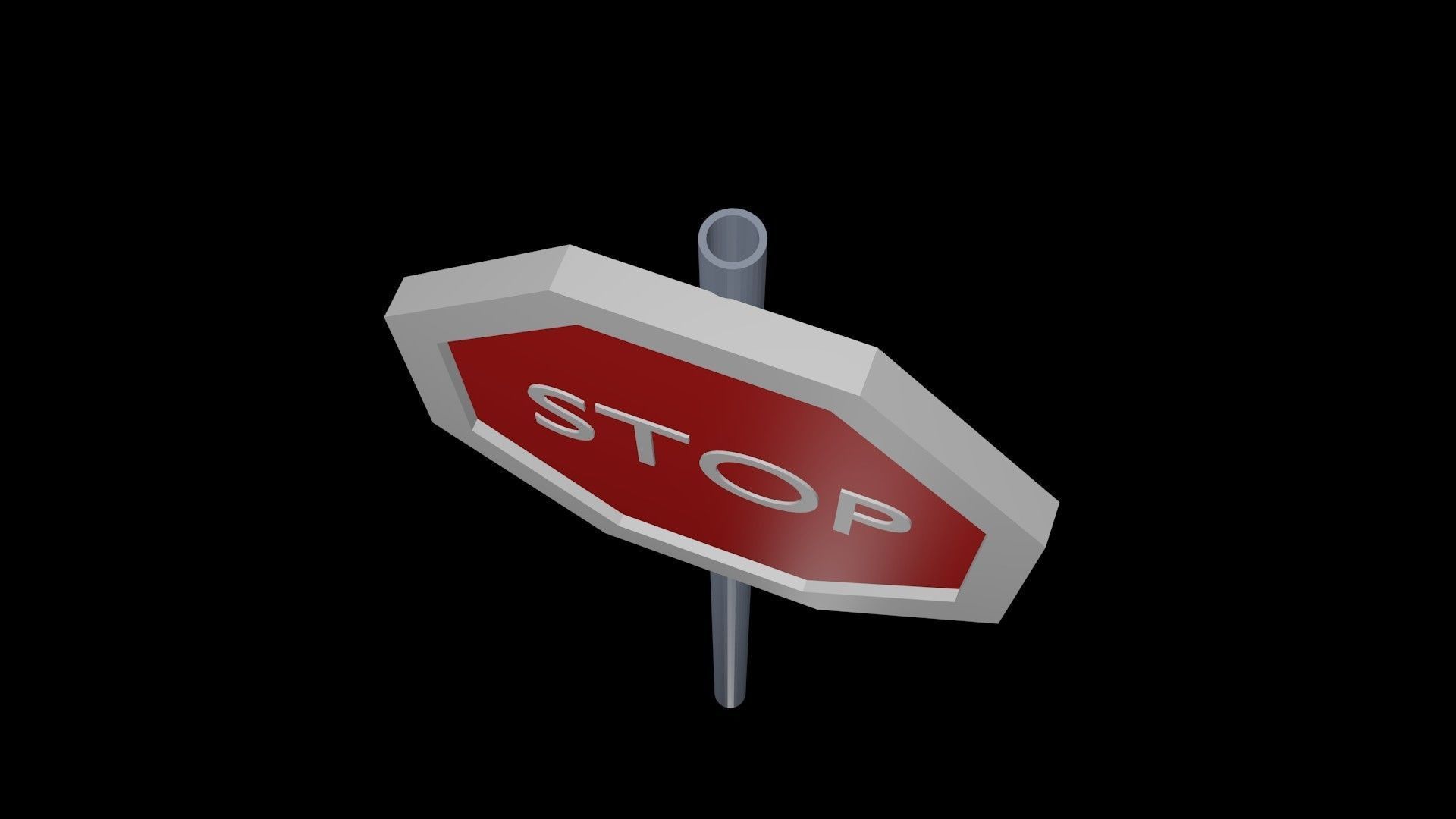 Low poly stop sign Low-poly 3D model_5