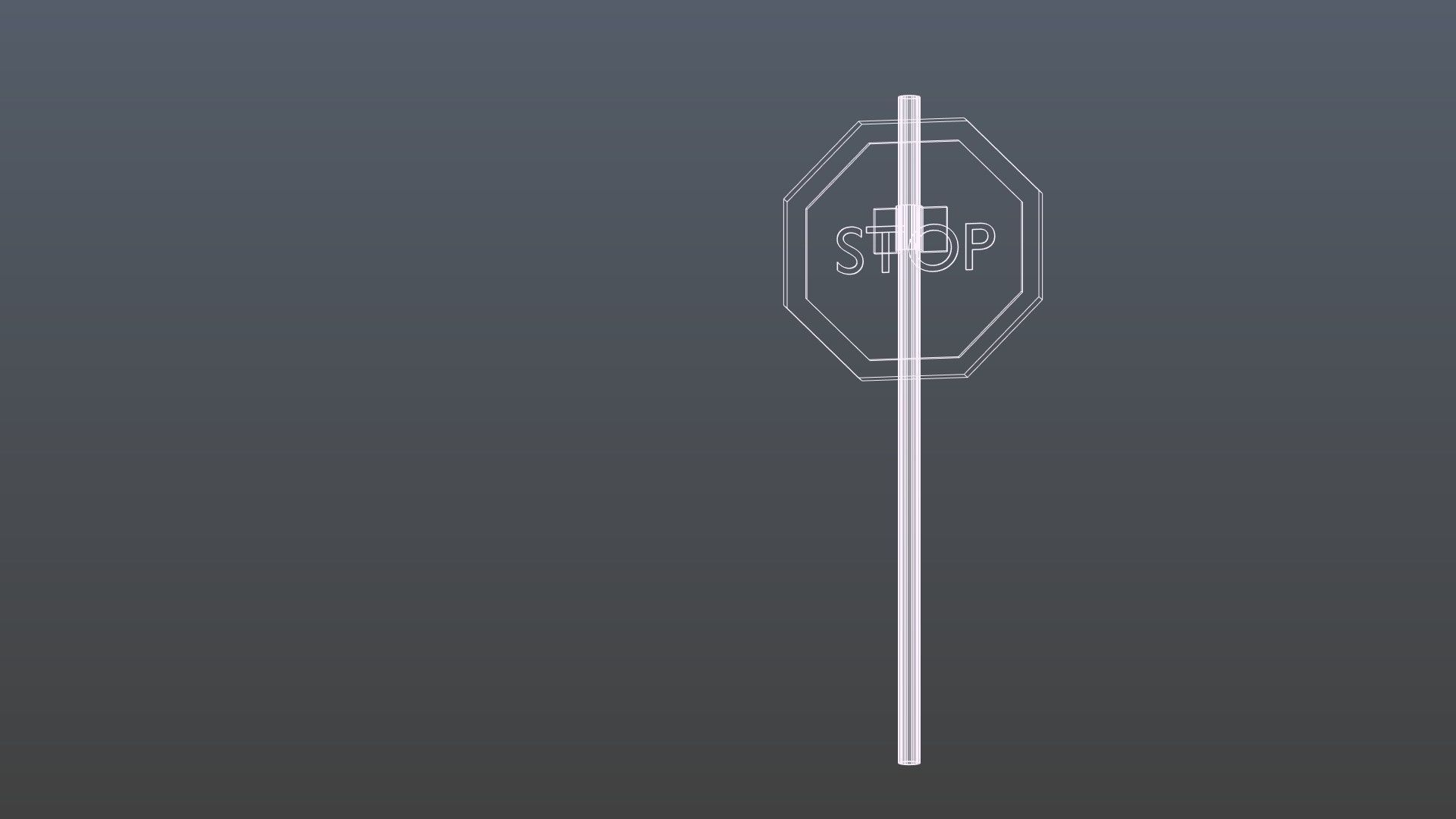 Low poly stop sign Low-poly 3D model_11